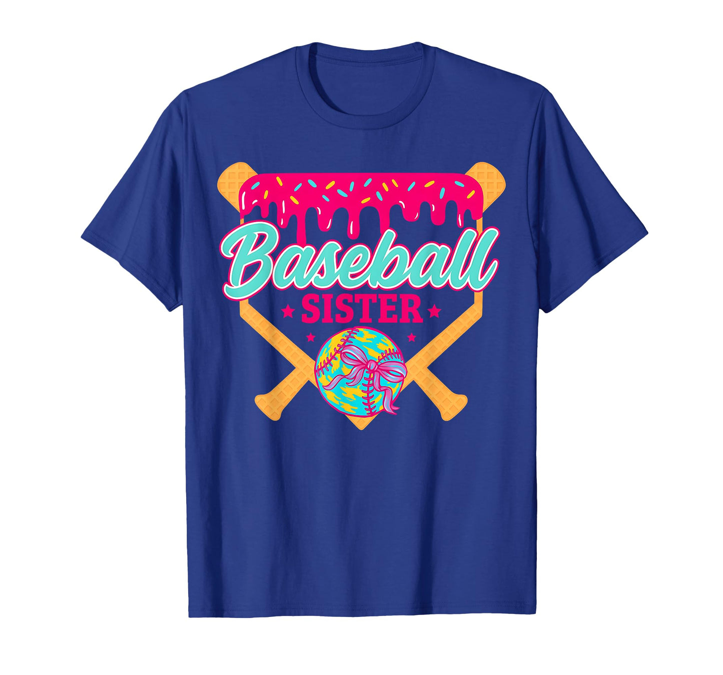 Baseball Sister Drip Ice Cream Baseball Game Day T-Shirt