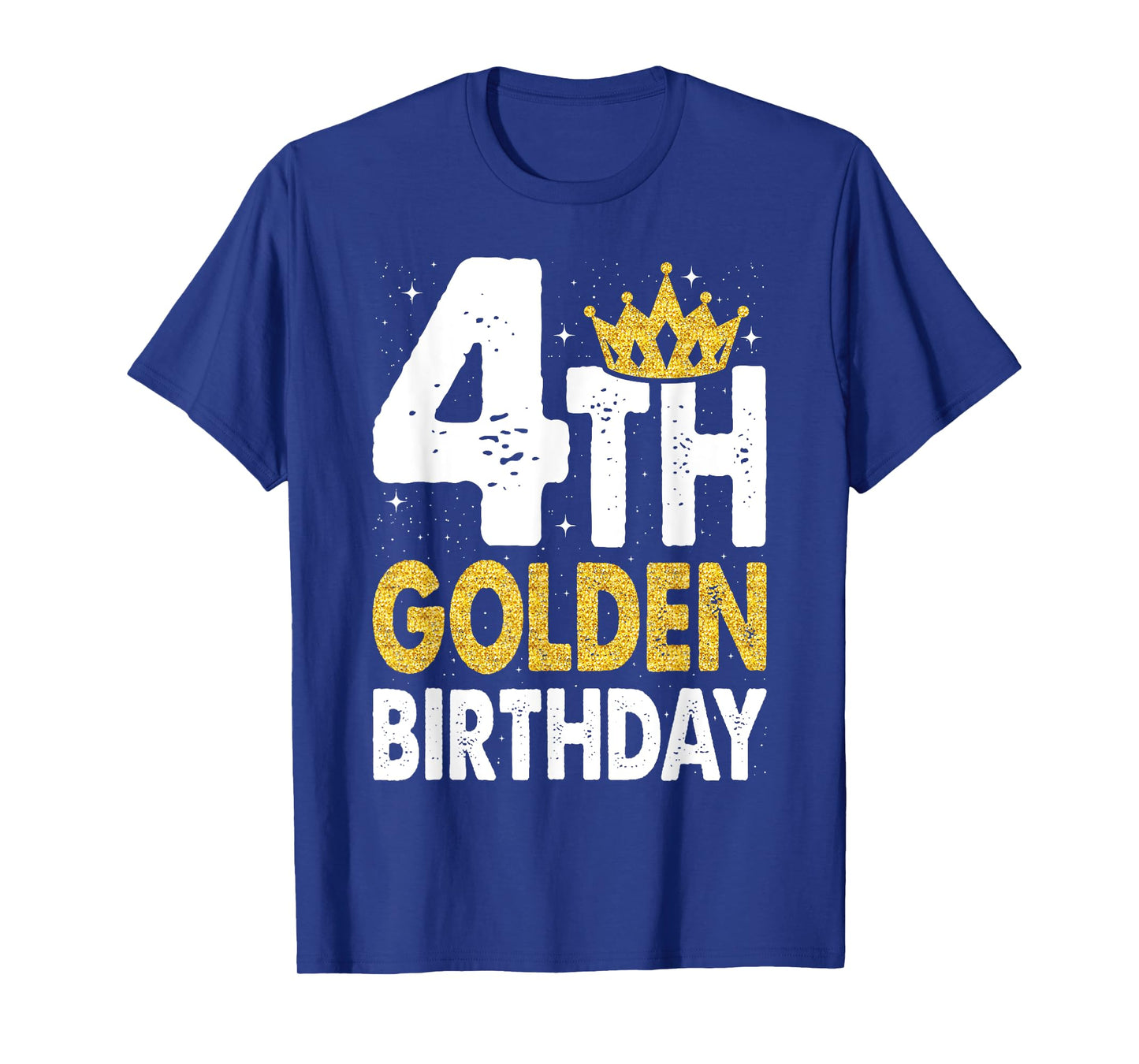 Kids 4th Golden Birthday Year Age Crown T-Shirt