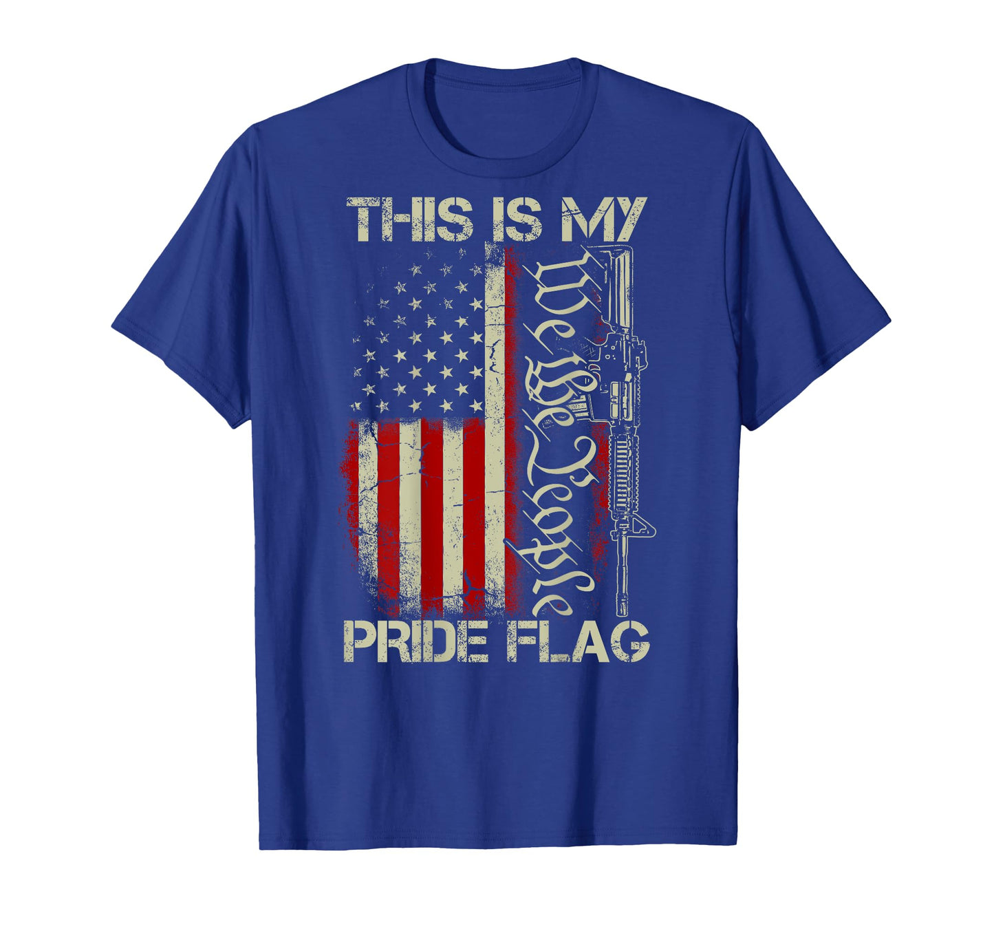 This Is My Pride Flag USA Patriots Gun American Flag on back Men T-Shirt