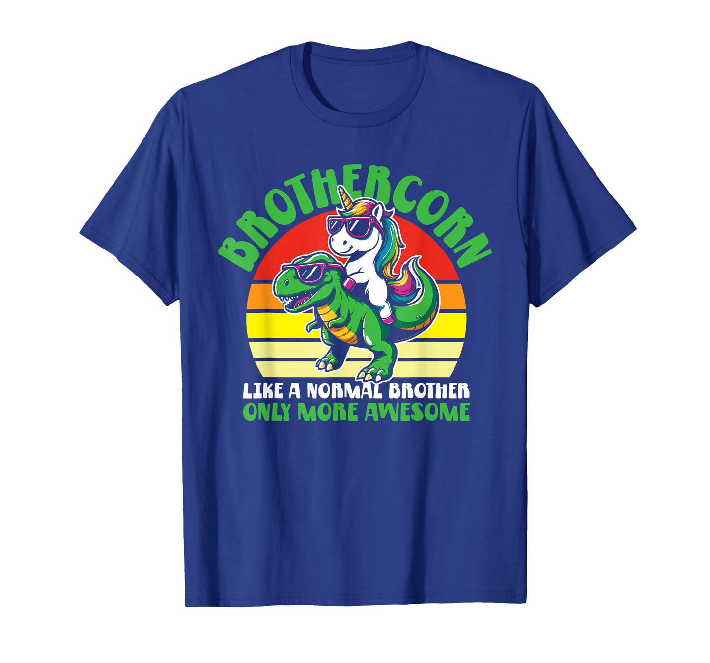 Brothercorn Funny Unicorn Riding T-Rex For Boys Kids Retro T-Shirt