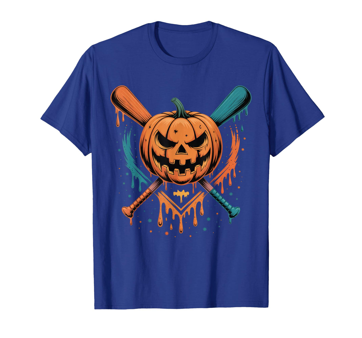 Pumpkin Halloween Baseball Ice Cream Drip Spooky Boys Youth T-Shirt