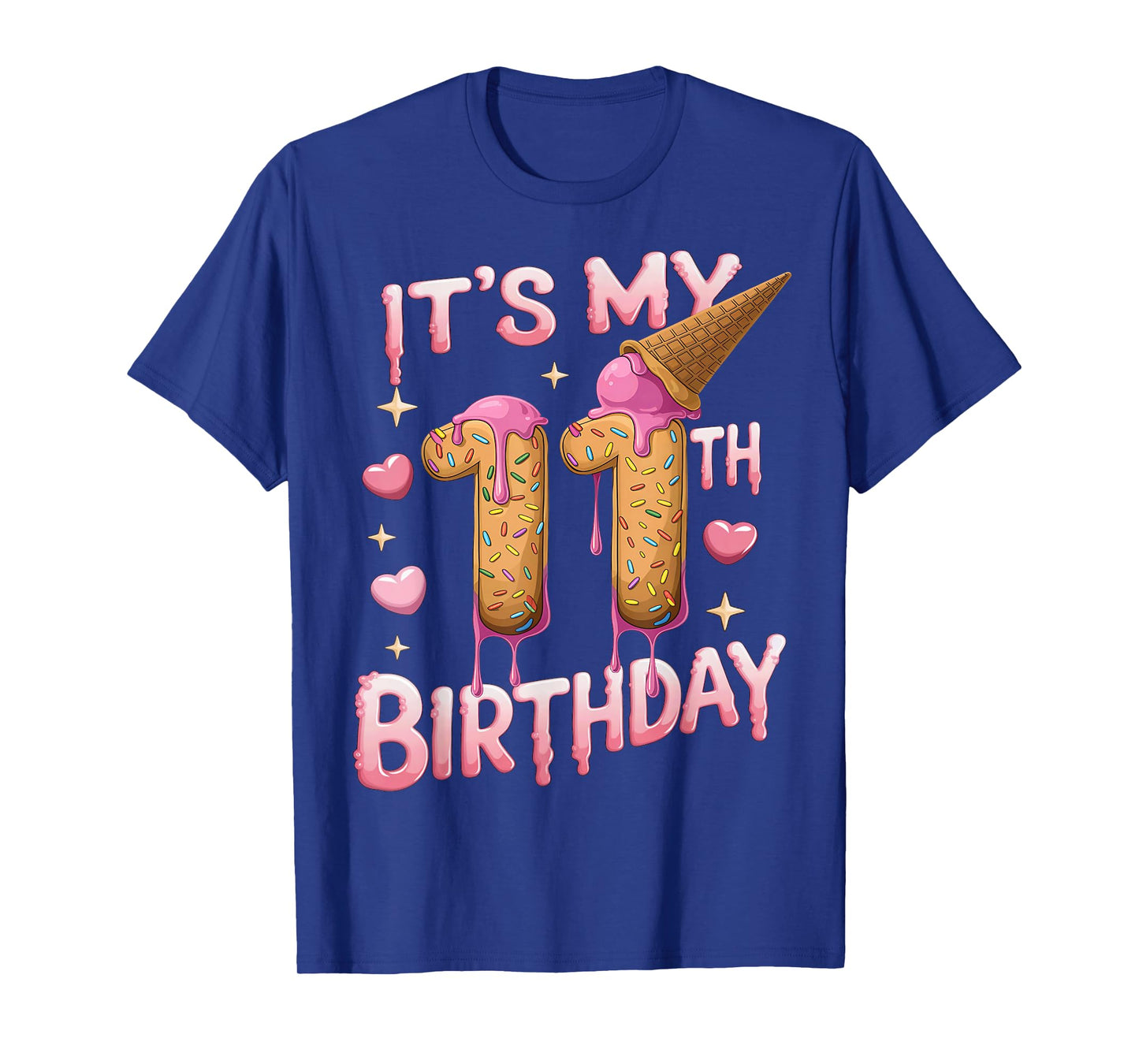 Ice Cream 11th Birthday Shirt For Girls 11 Year Old Birthday T-Shirt