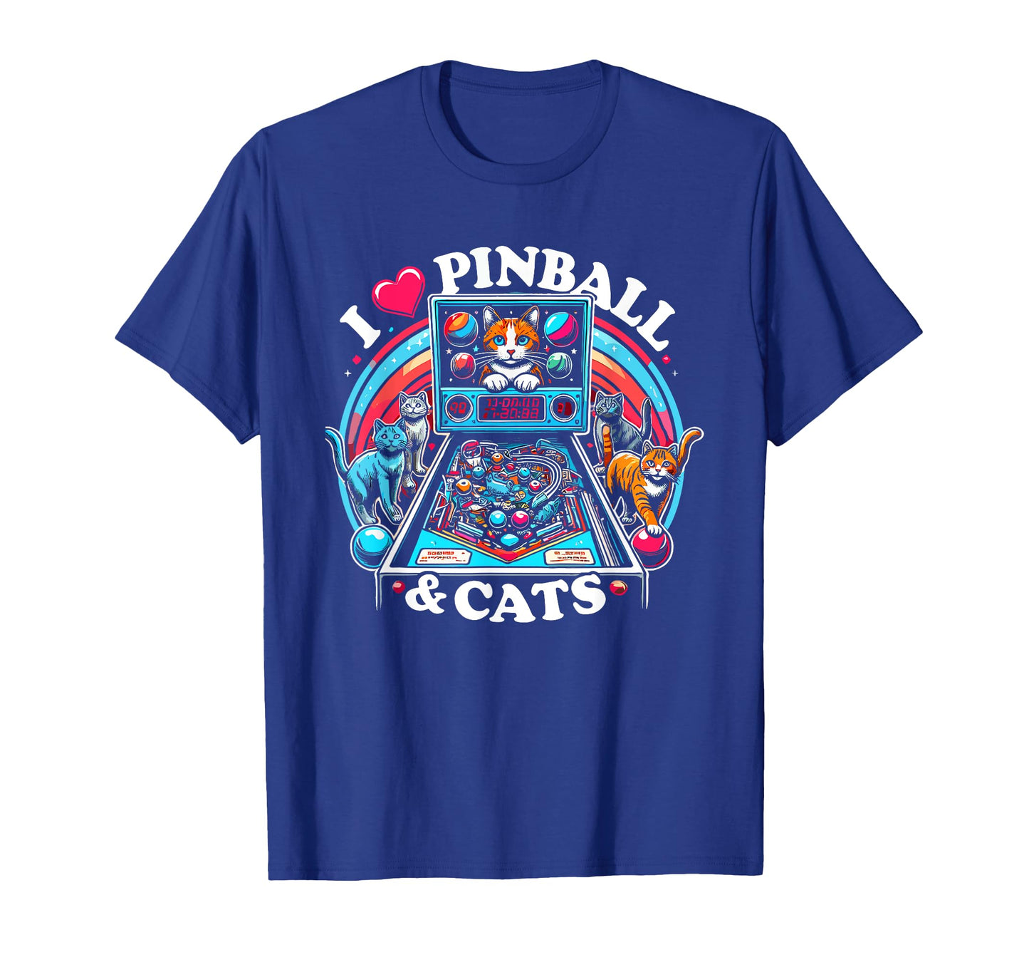 Pinball and Cats 90s Nostalgia Pinball Wizard Pet Cat Lover Men Women T-Shirt