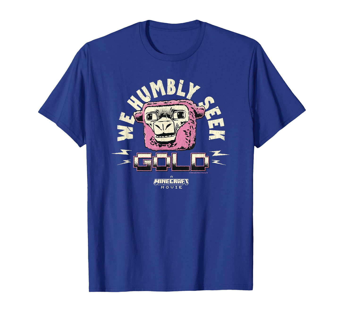 A Minecraft Movie We Humbly Seek Gold Funny Pink Sheep T-Shirt