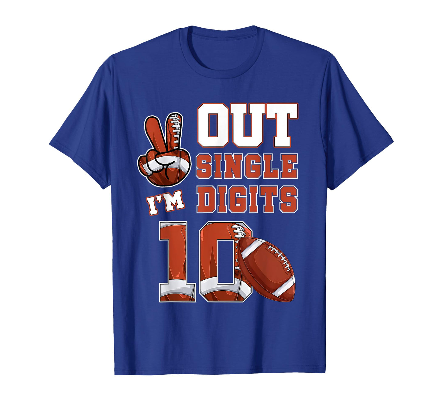 Funny Double Digits Birthday Football 10th Birthday Boy Kids T-Shirt