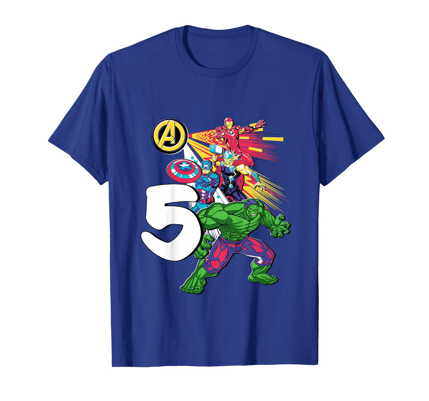 Marvel Super Heroes Avengers 5 Year Old Fifth Birthday T-Shirt
