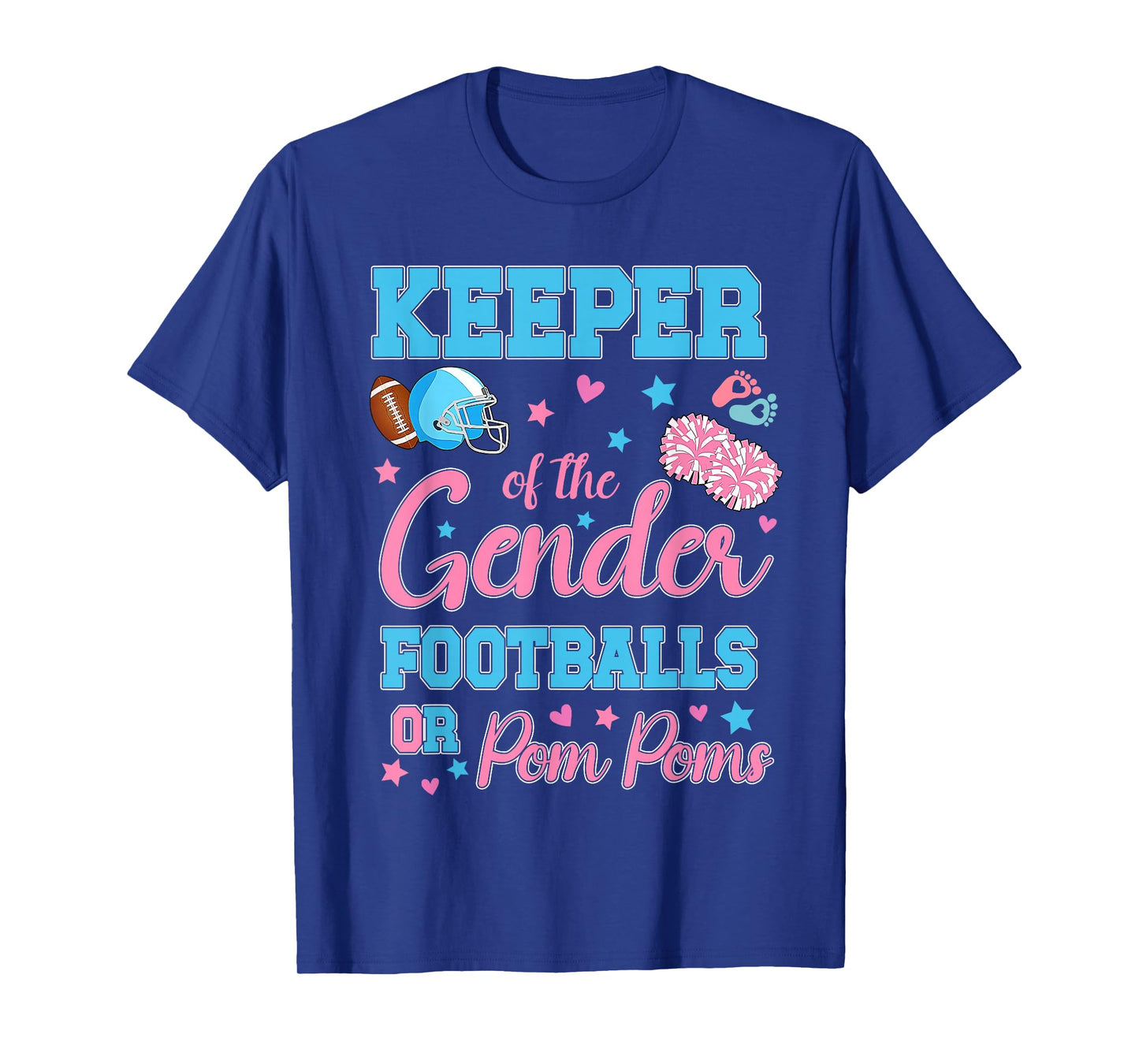 Football or Pom Poms Cute Keeper of Gender Baby Reveal Party T-Shirt