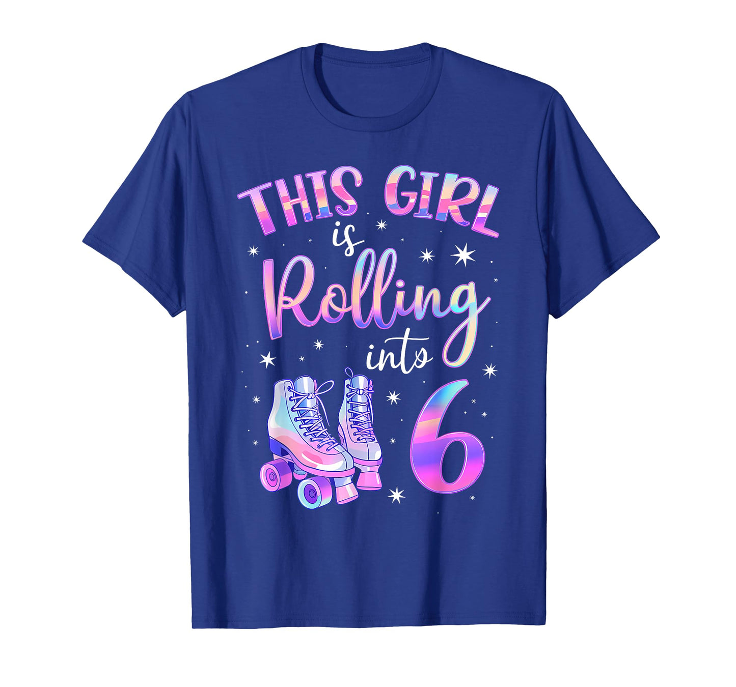 Funny Rolling Into 6 Roller Skating 6th Birthday Girl Party T-Shirt