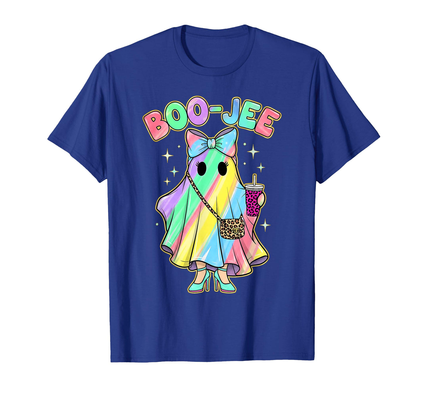 Funny Halloween Shirt Cute Boo-JEE Rainbow Ghost Women Girls T-Shirt