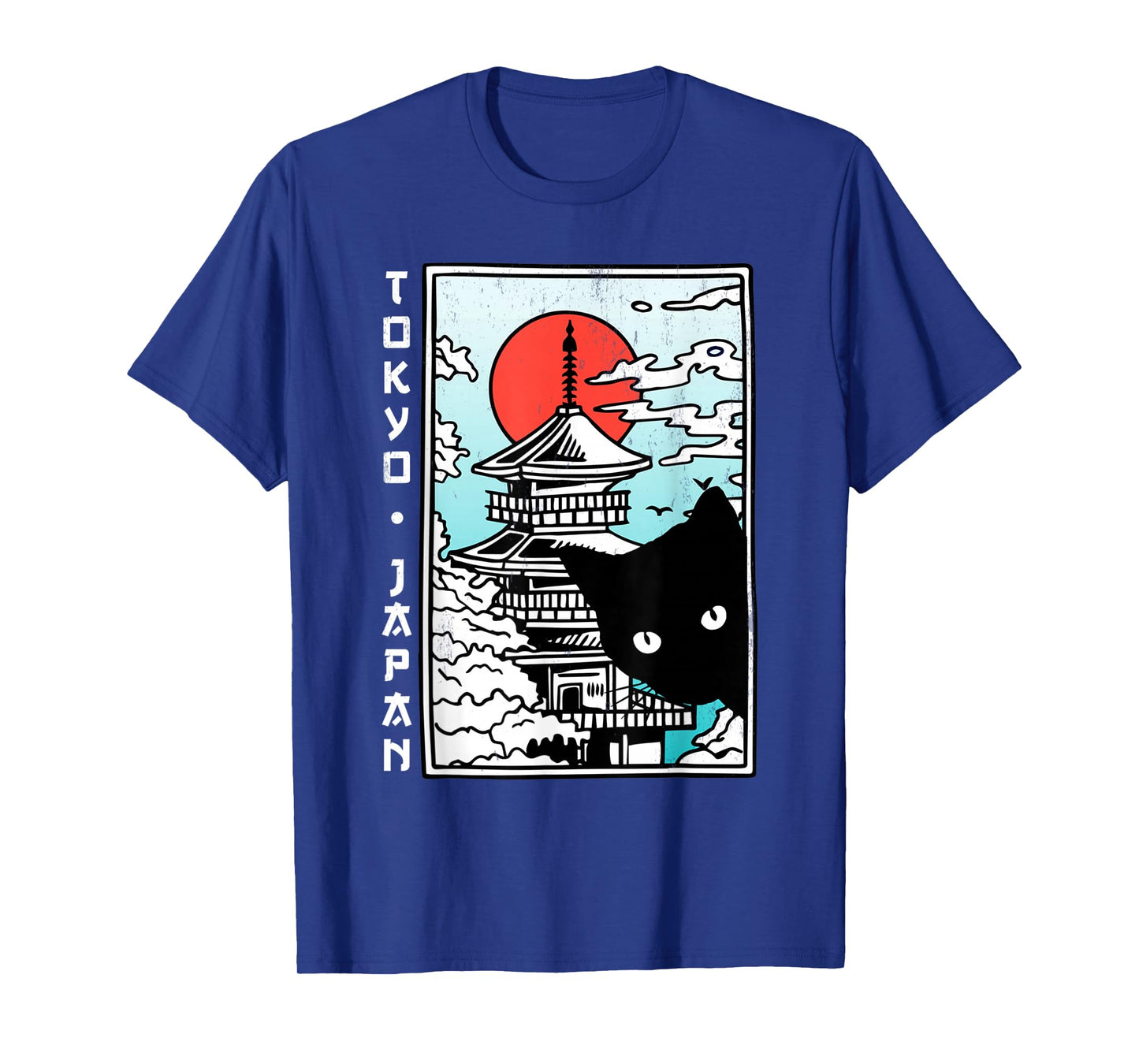 Tokyo Japan Shirt Cute Kawaii Japanese Temple Black Cat T-Shirt