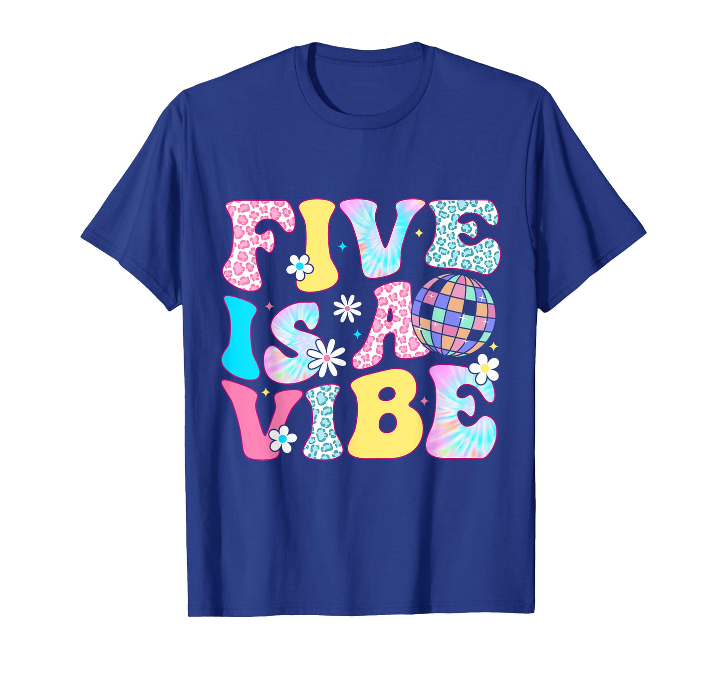 Five Is A Vibe 5 Years Old Bday Groovy Disco 5th Birthday T-Shirt