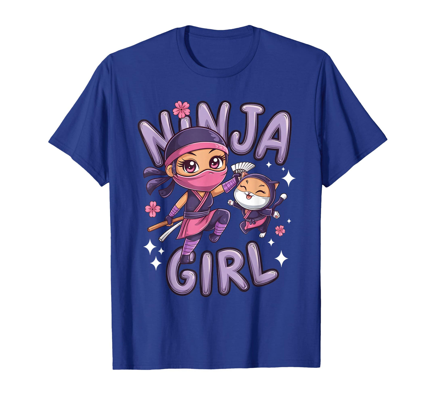 Ninja Girl Funny Birthday Party Ninjas Warrior Cat Lover Kid T-Shirt