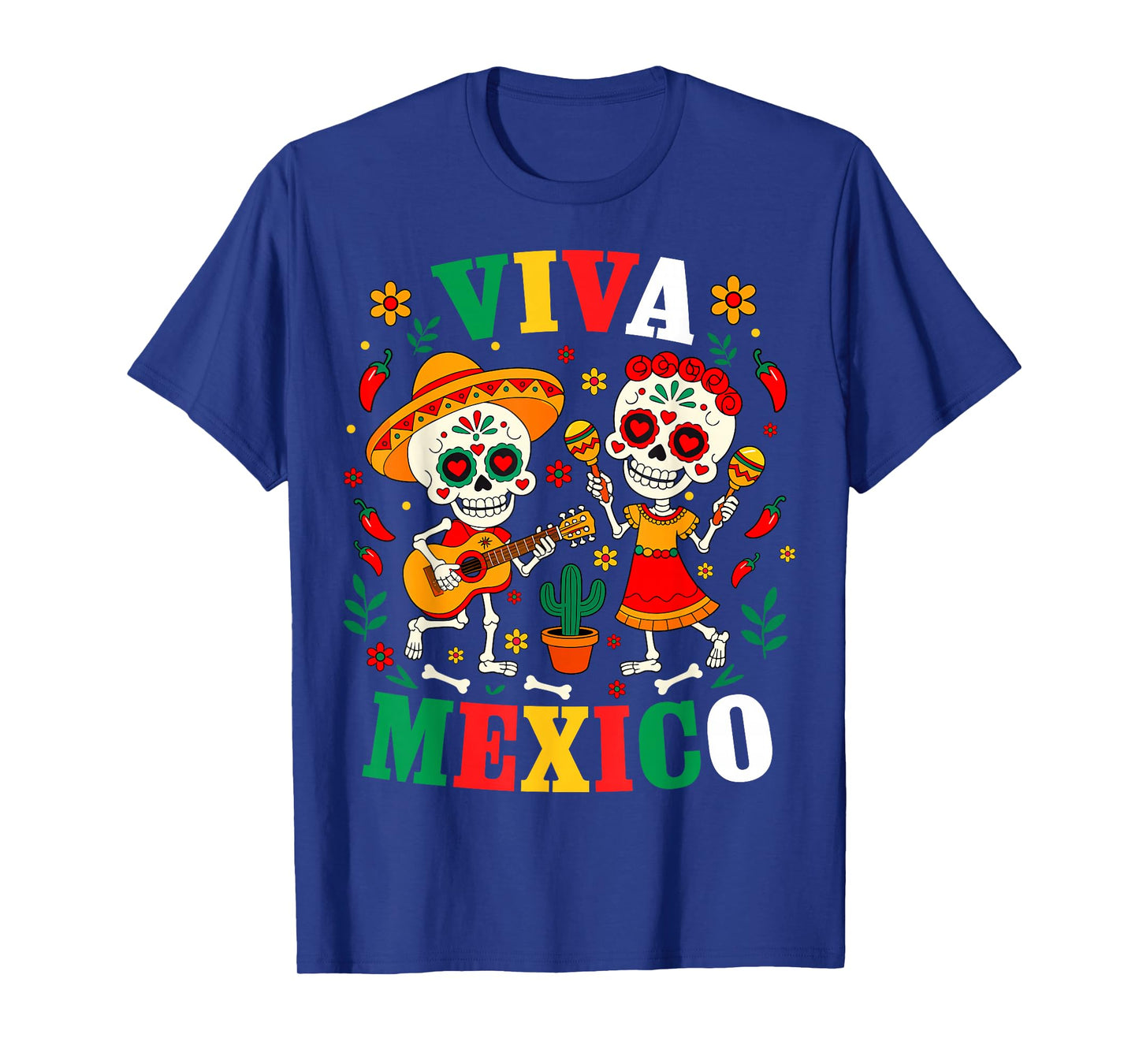 Viva Mexico Mexican Girl Boy Kids Skeleton Independence Day T-Shirt