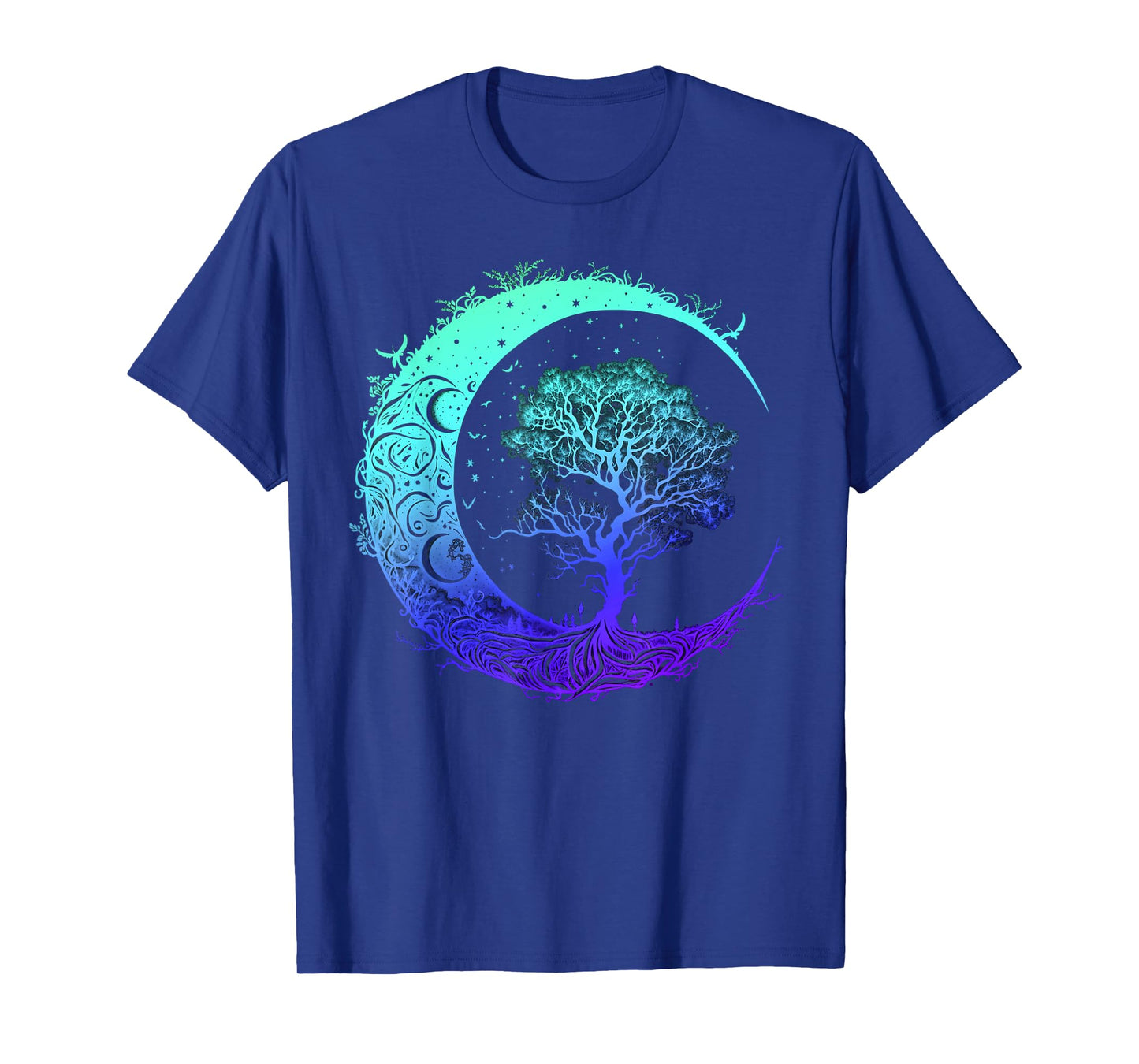 Tree of Life Crescent Moon Mandala Chakra Yoga Indigo T-Shirt