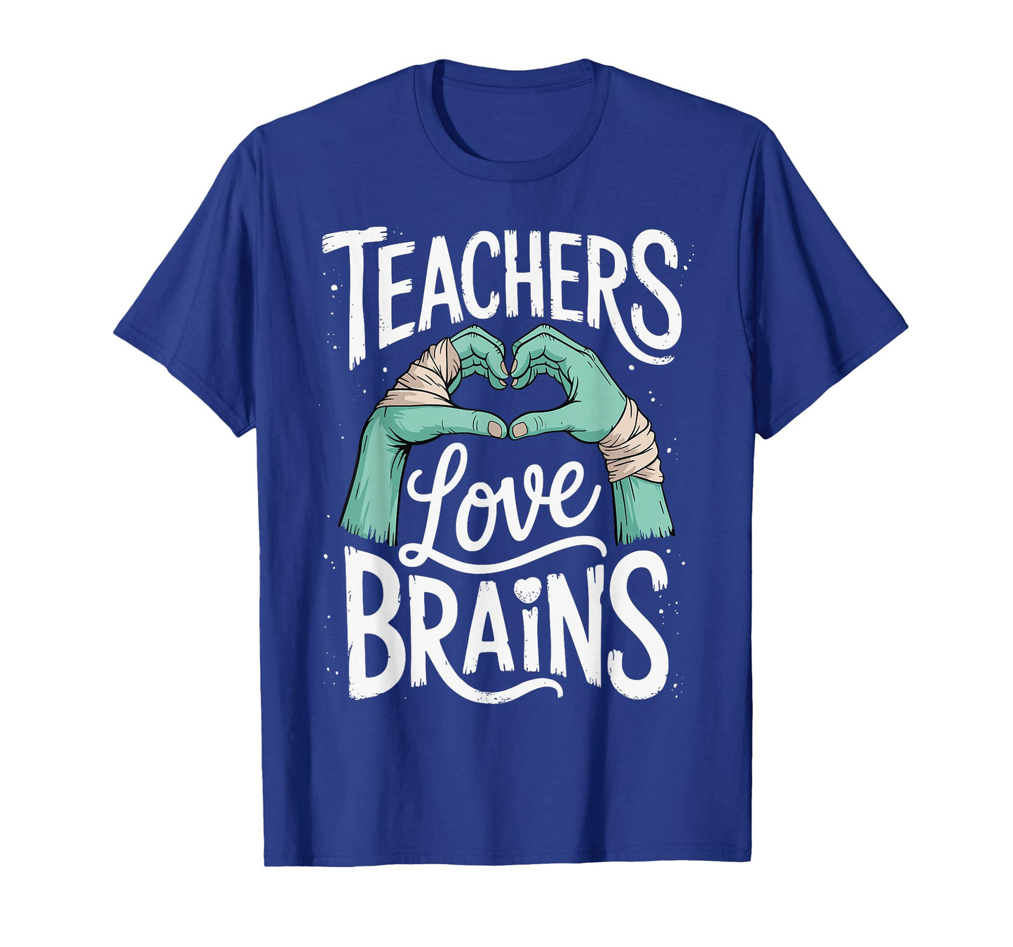 Funny Teacher Halloween Shirt Women Men Teachers Love Brains T-Shirt