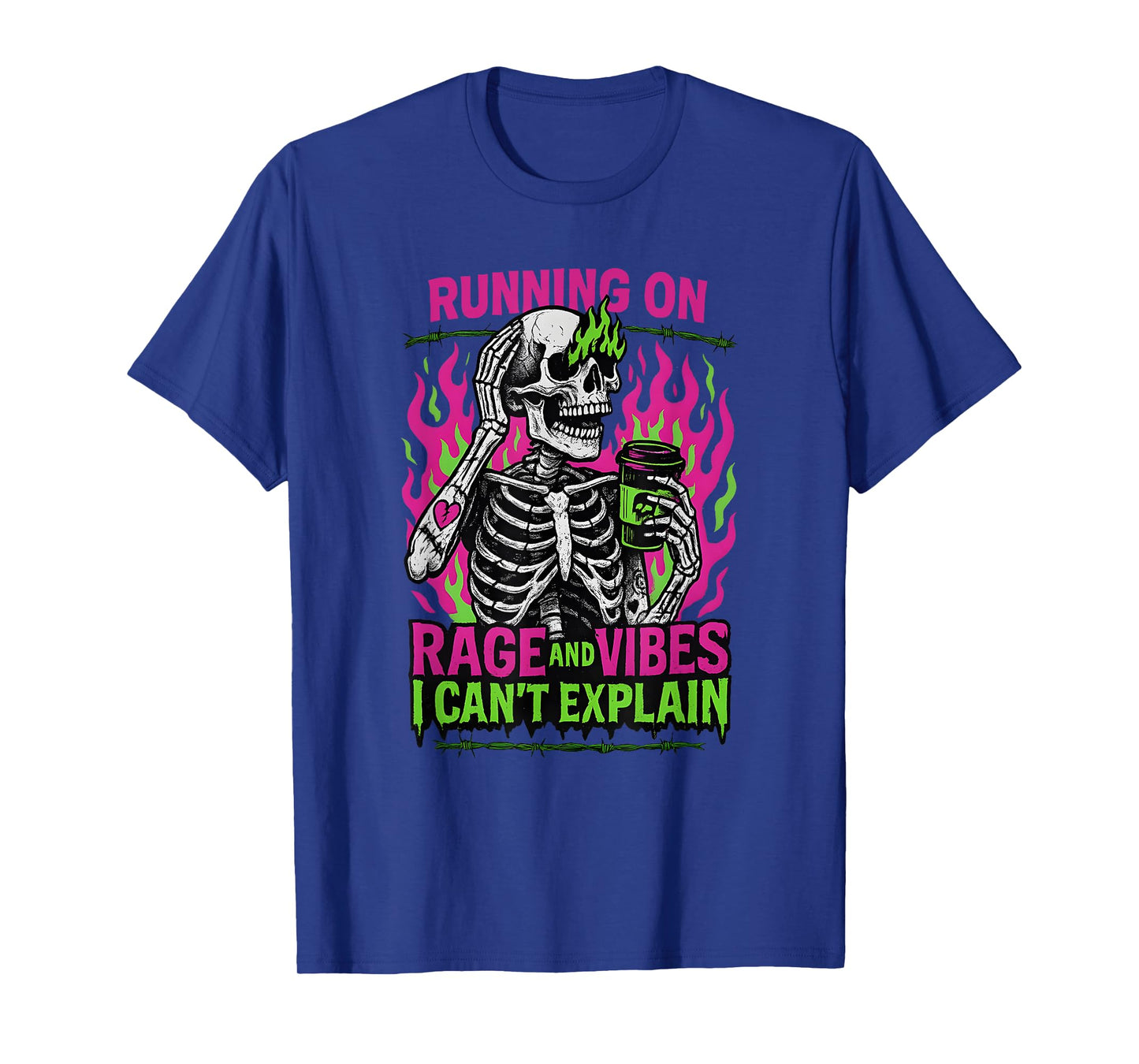 Running on Rage and Vibes, Funny Skeleton Coffee T-Shirt