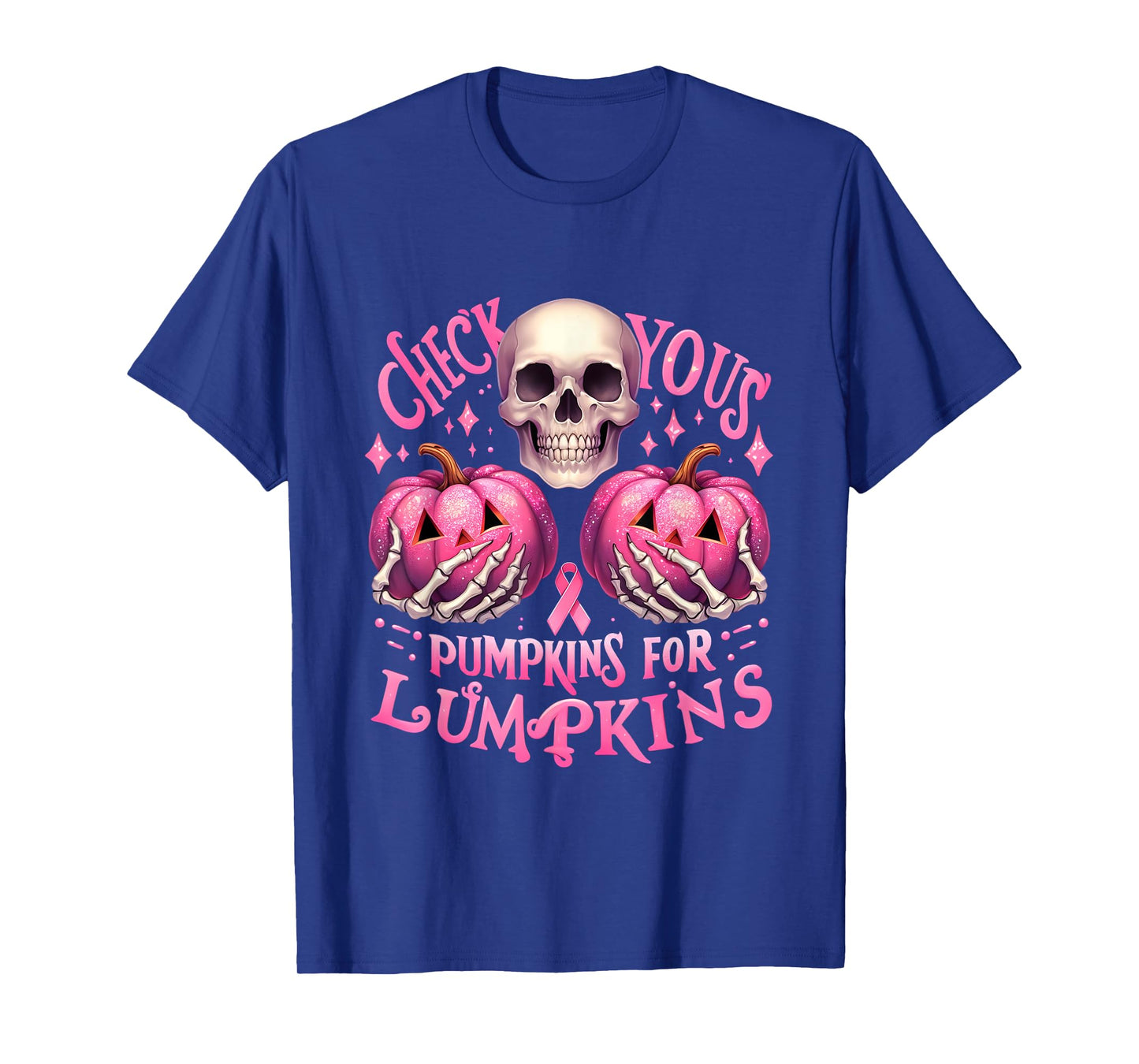 Check Your Pumpkins For Lumpkins Halloween Breast Cancer T-Shirt