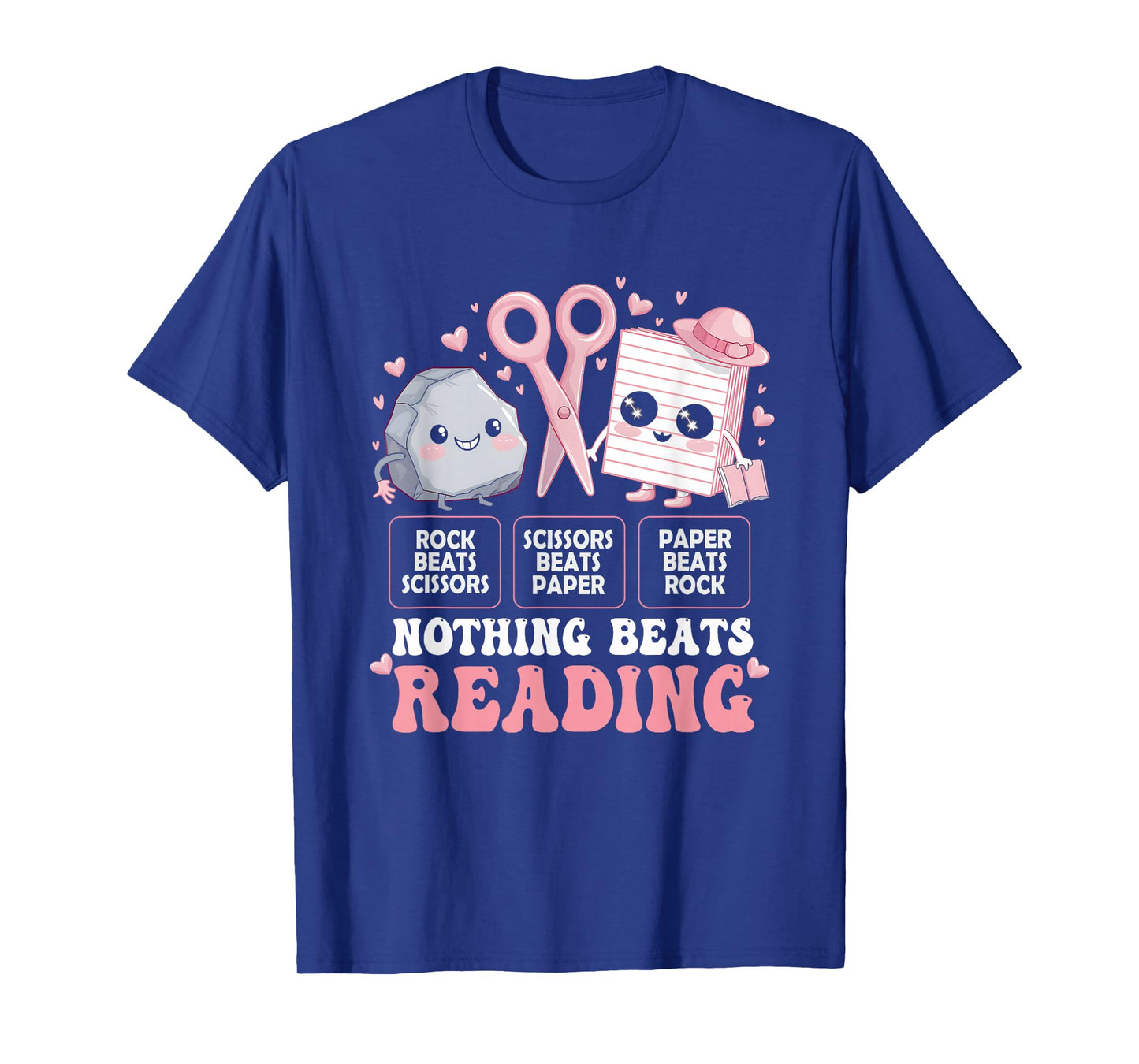 Nothing Beats Reading Book Librarian Rock Paper Scissors T-Shirt