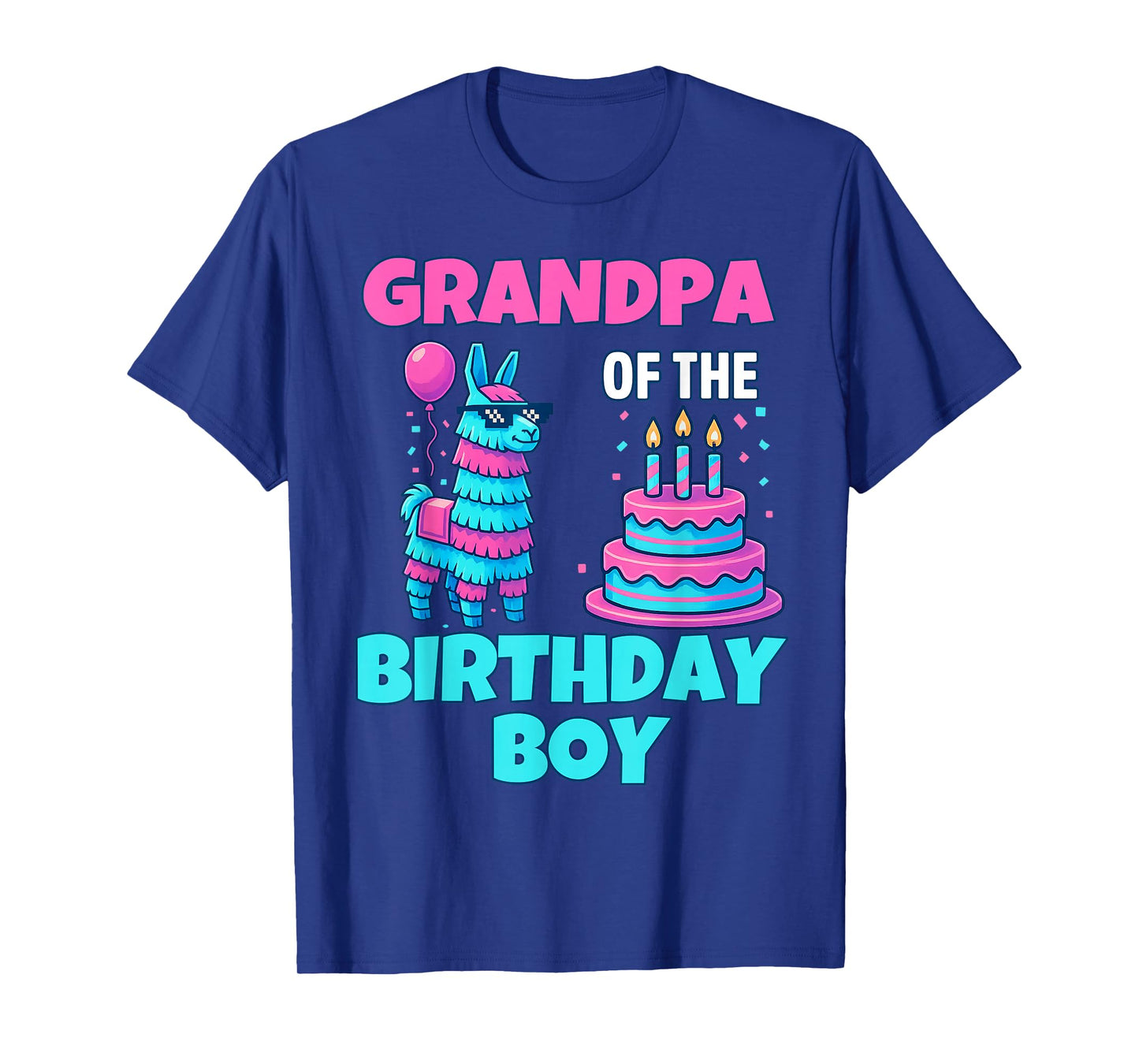 grandpa Birthday Boy Llama Pinata Party family mathing men T-Shirt