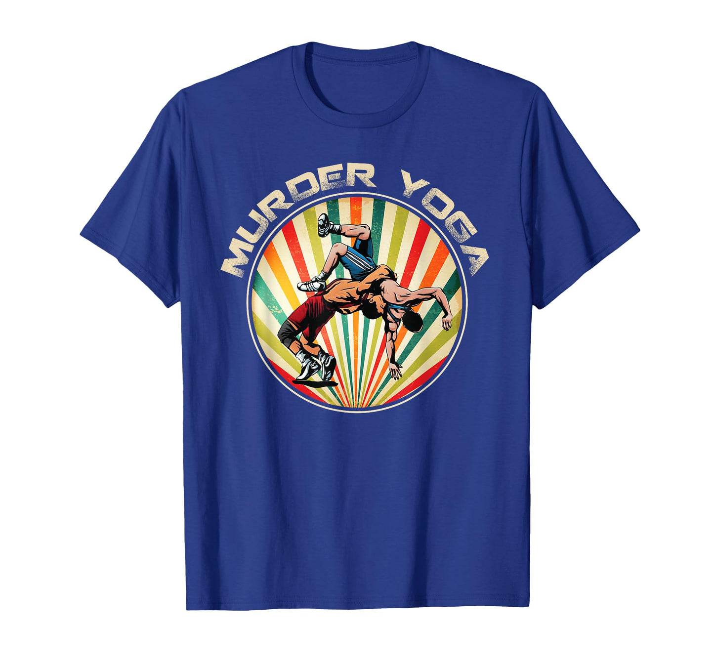 Wrestler Murder Yoga Vintage Retro Sunset Funny Wrestling T-Shirt