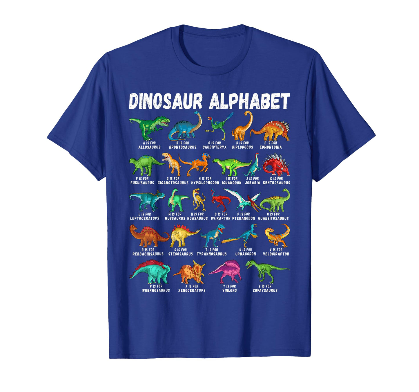 Types Of Dinosaurs Alphabet A-Z ABC Dino Identification T-Shirt