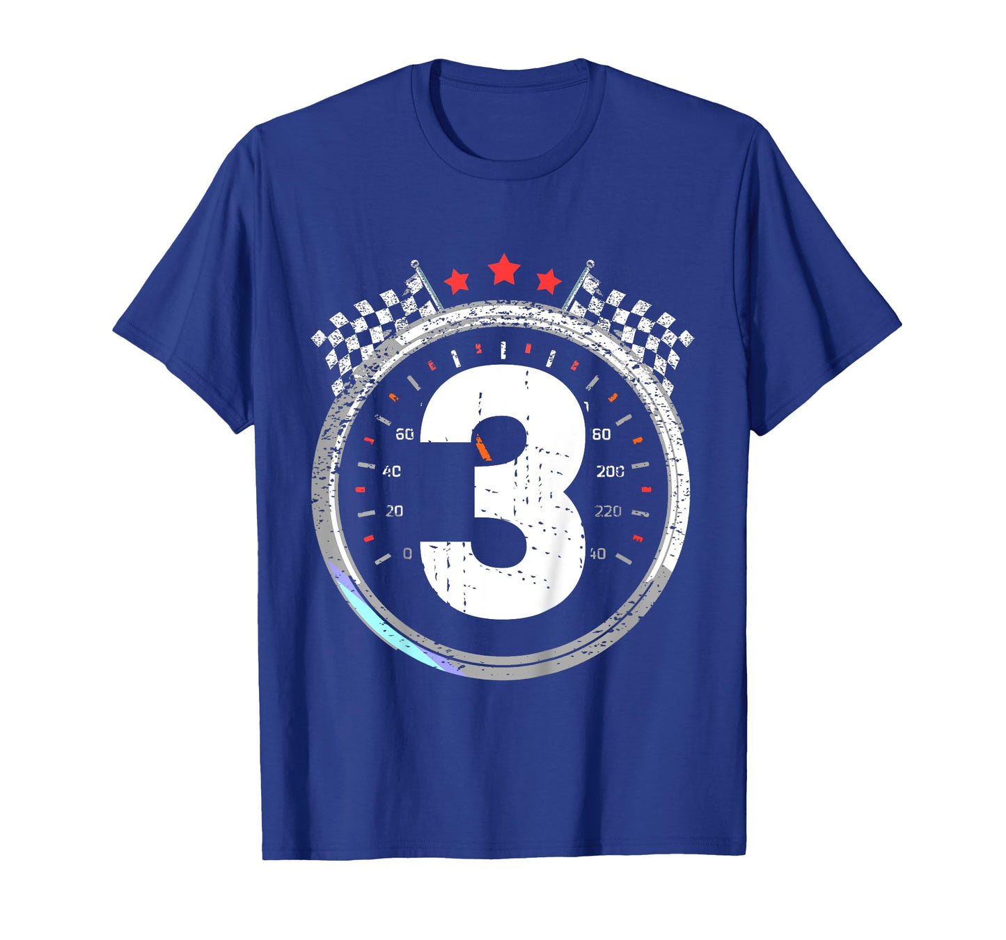 Kids 3rd Birthday Boy 3 Third Race Car Birthday Racing Car Flag T-Shirt