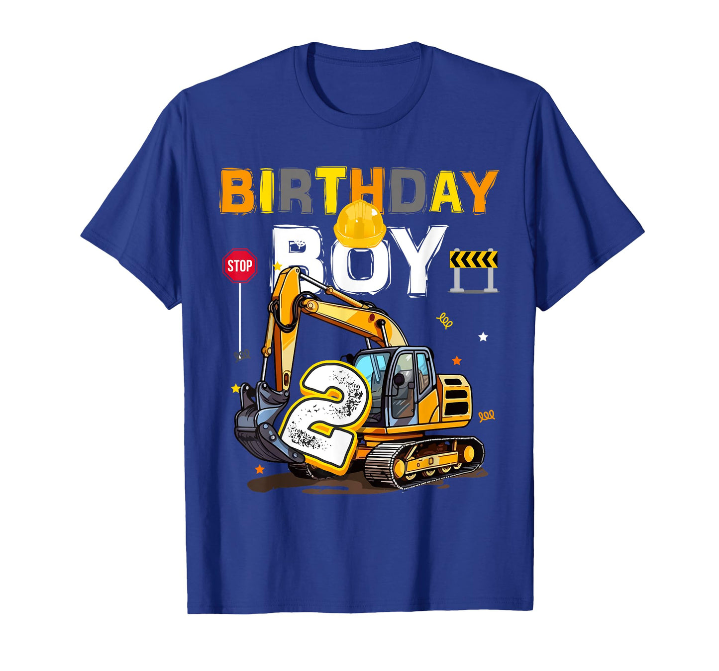 2nd Birthday Boy 2 Years Old Excavator Two Decorations T-Shirt