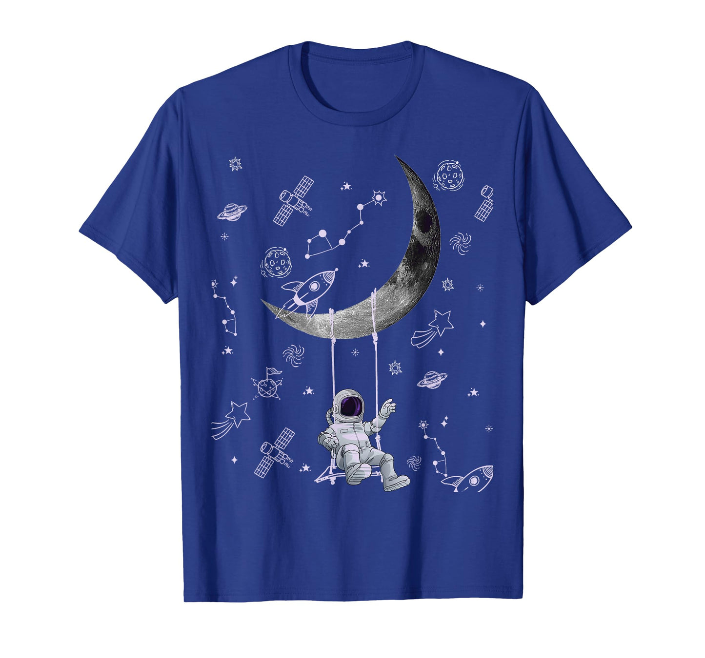 Funny Astronaut Purple Moon Swing NASA Space Science Teacher T-Shirt