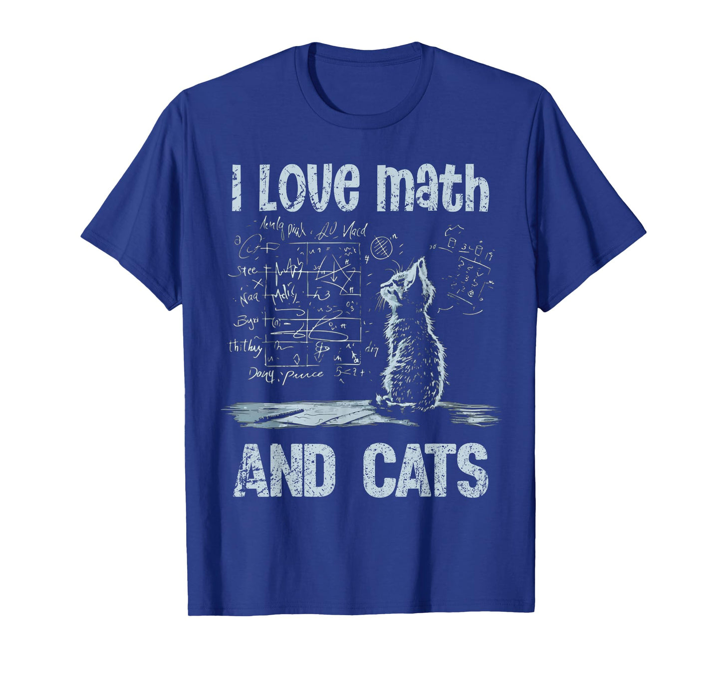I Love Math And Cats Funny Cat Lover Science Teacher Student Men Women Kids T-Shirt