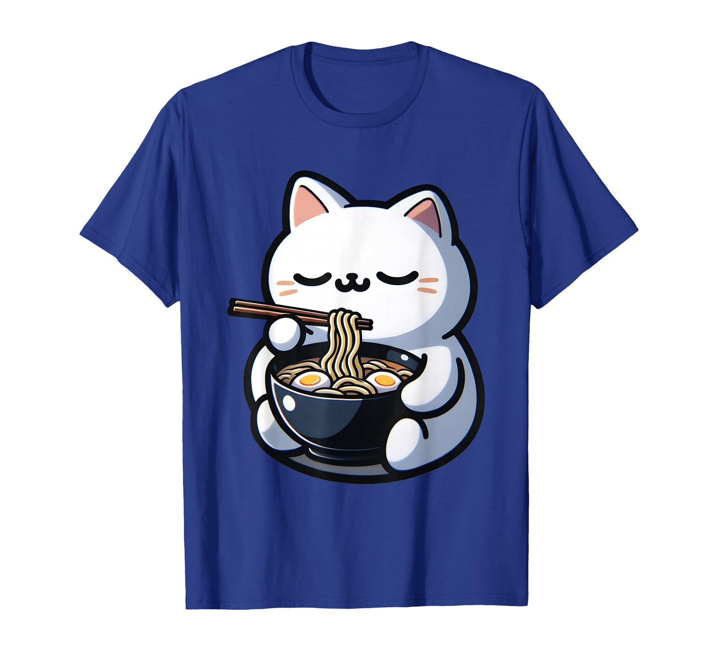 Cat Eating Ramen Noodles Kawaii Anime Japanese Cute Neko T-Shirt