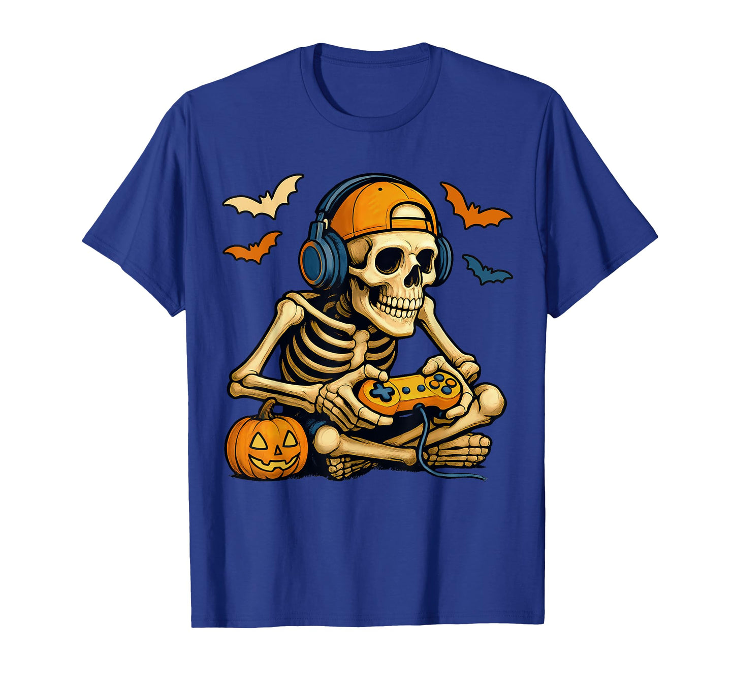 Spooky Skeleton Playing Video Games, Halloween Day Gamer T-Shirt
