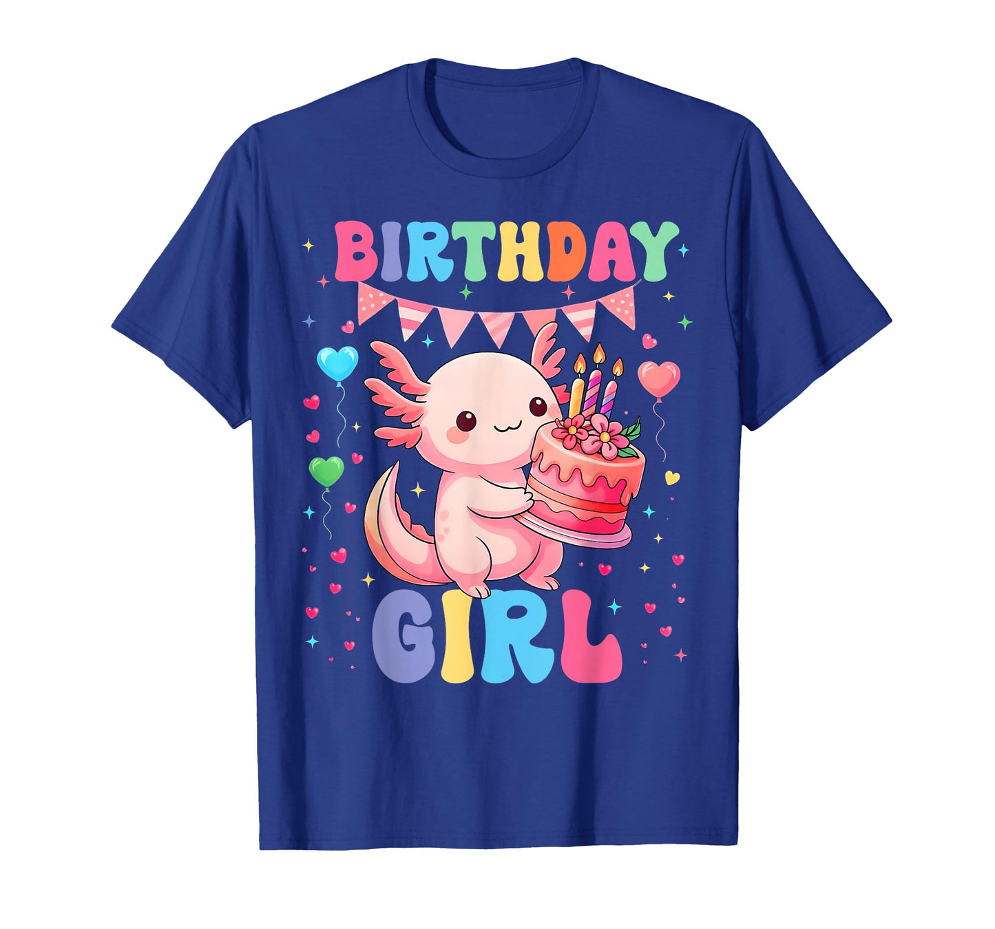 Cute Birthday Girl Axolotl Kawaii Family Party Girls Kid T-Shirt