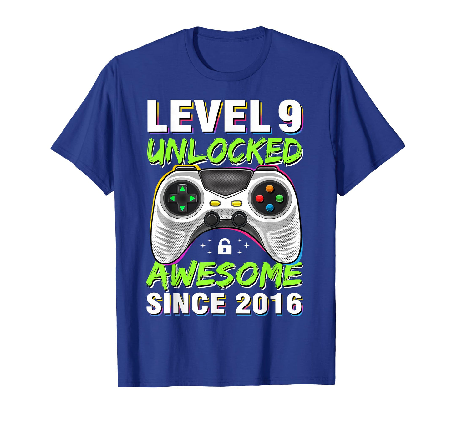 Level 9 Unlocked Awesome Since 2016 9th Birthday Gaming Boys T-Shirt