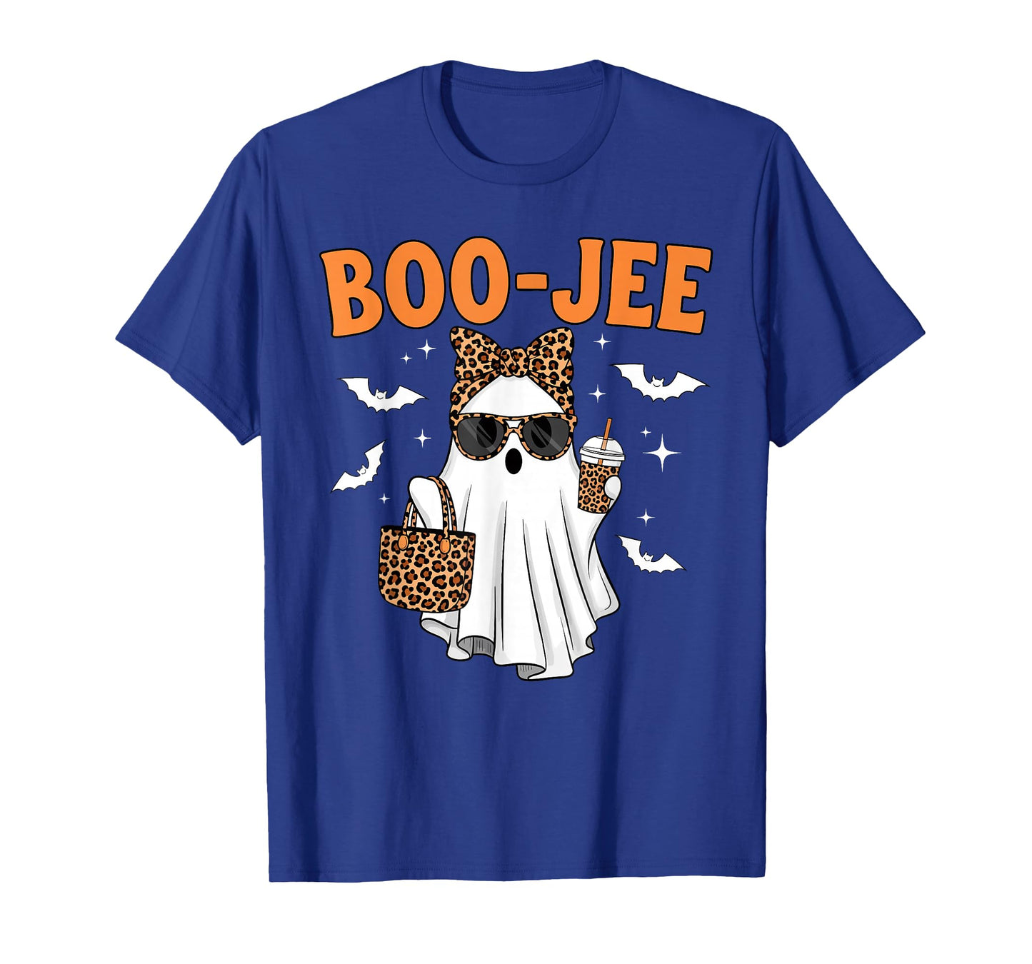 Coquette Leopard Ghost Coffee Boo JEE Halloween Boujee Ghost T-Shirt