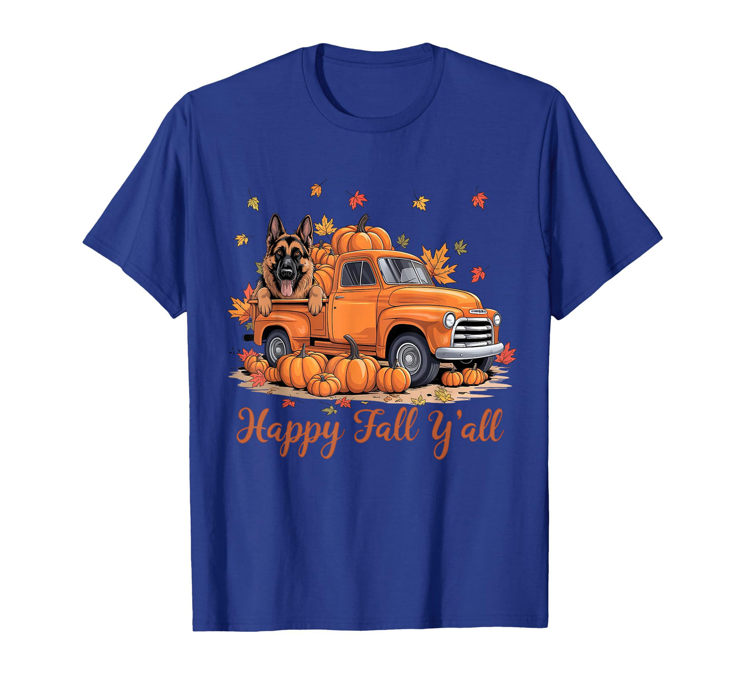 Happy Fall Y'all German Shepherd Dog Truck Pumpkin Autumn T-Shirt