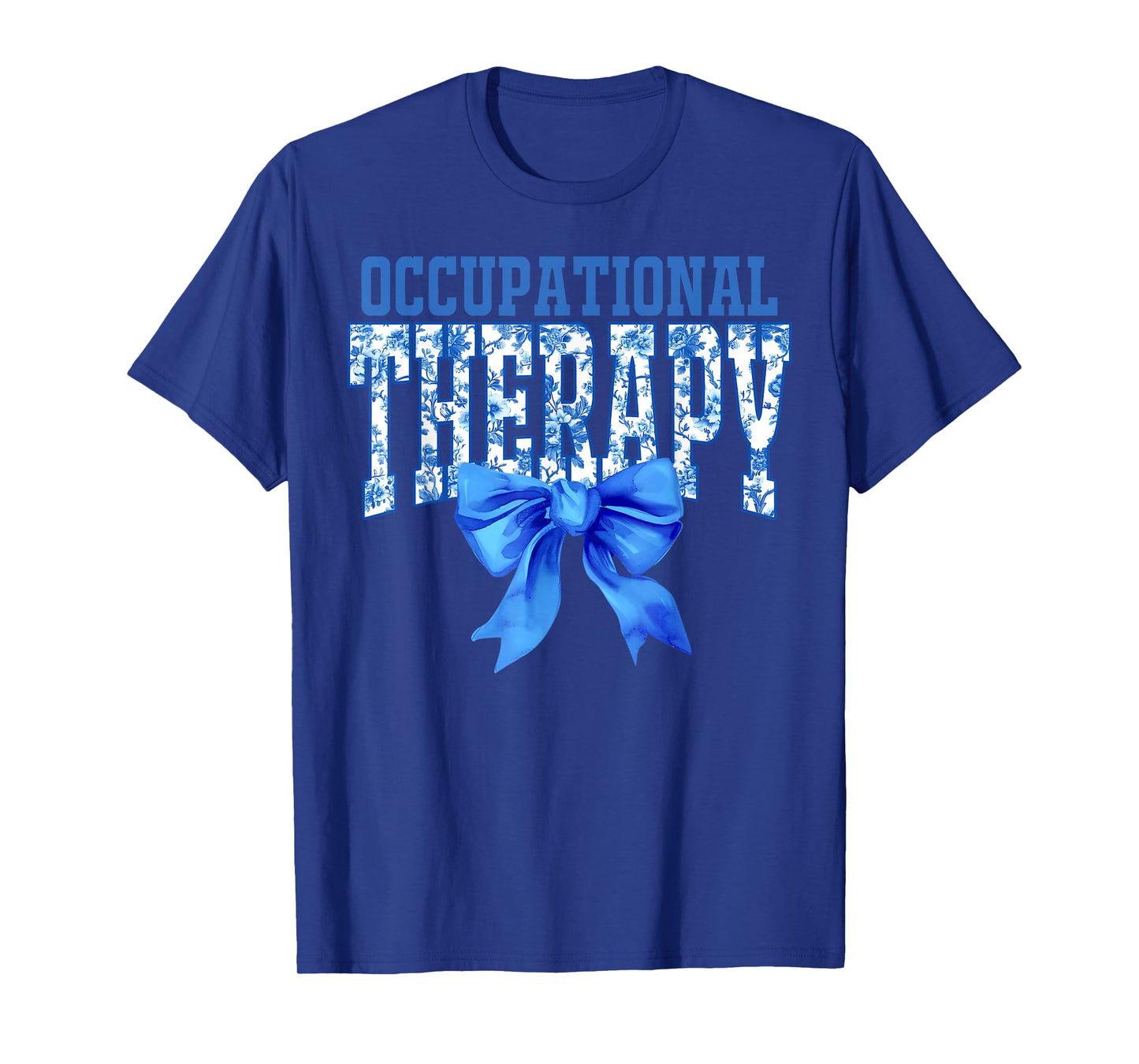 Occupational Therapy Coquette Toile Blue Floral OT Therapist T-Shirt