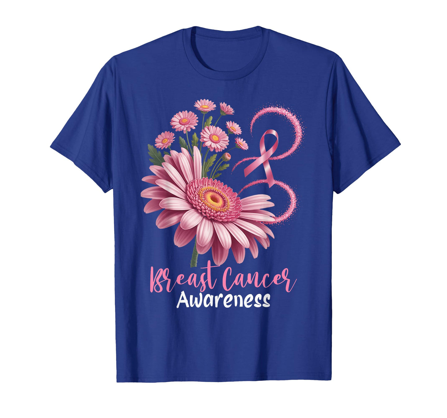 Pink Floral Ribbon Breast Cancer Awareness Faith Hope Love T-Shirt