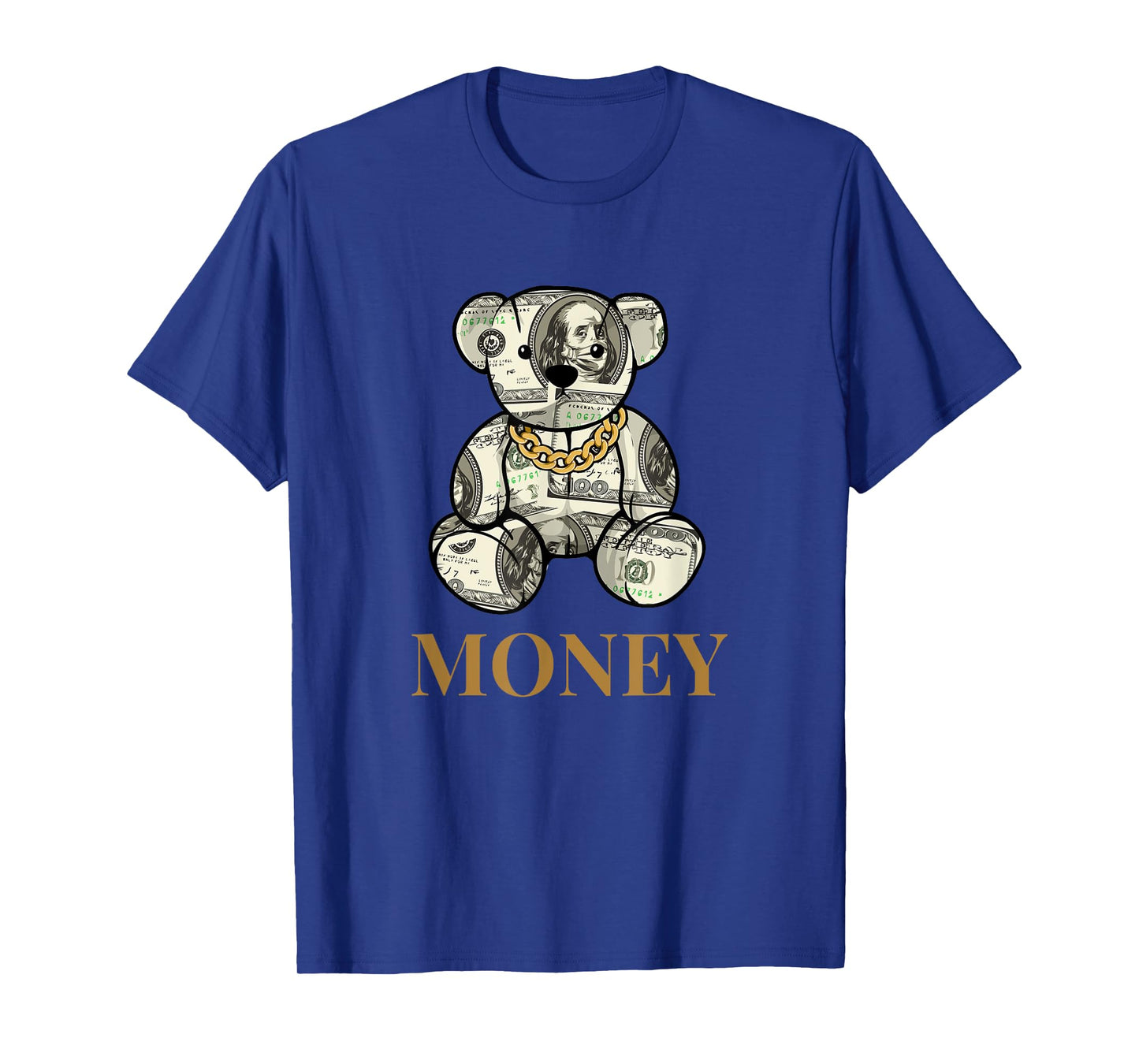 Cool Rich Teddy Bear with Money Illustration Graphic Designs T-Shirt