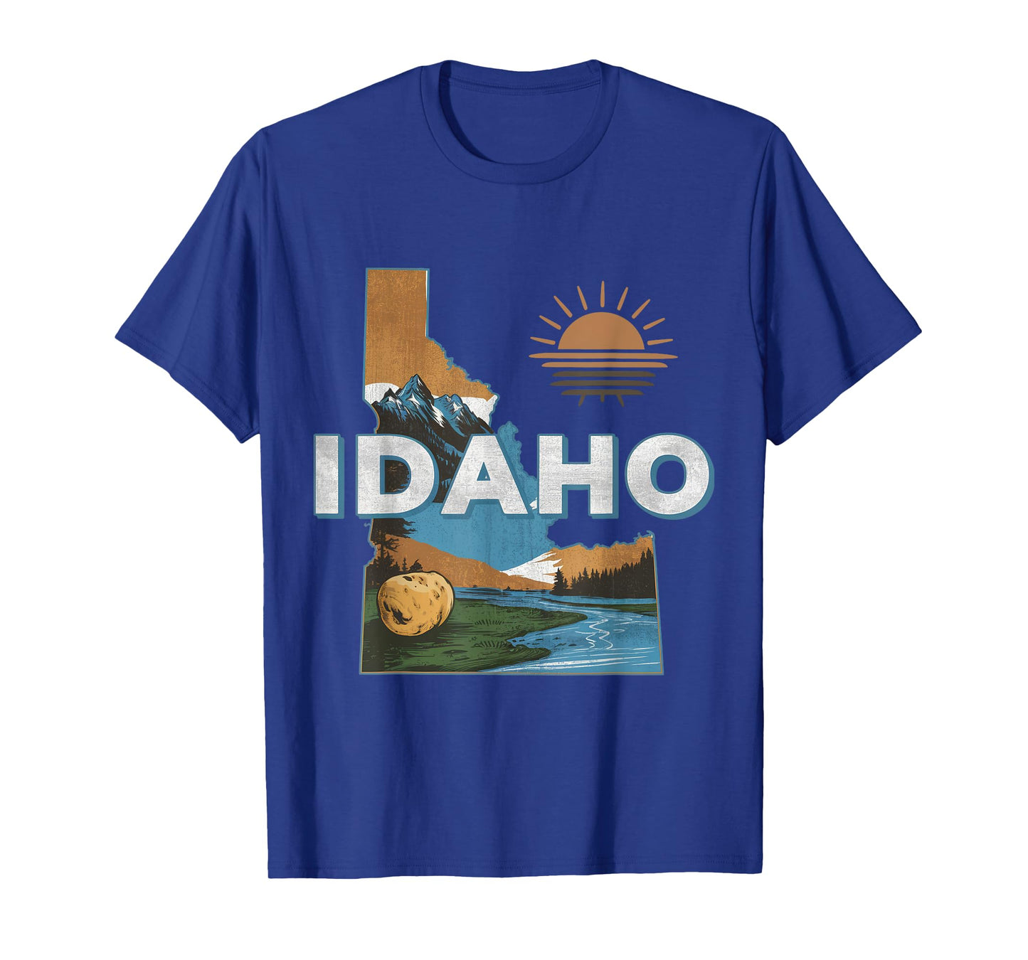 Idaho USA State Potato Mountains Scenic River Souvenir T-Shirt