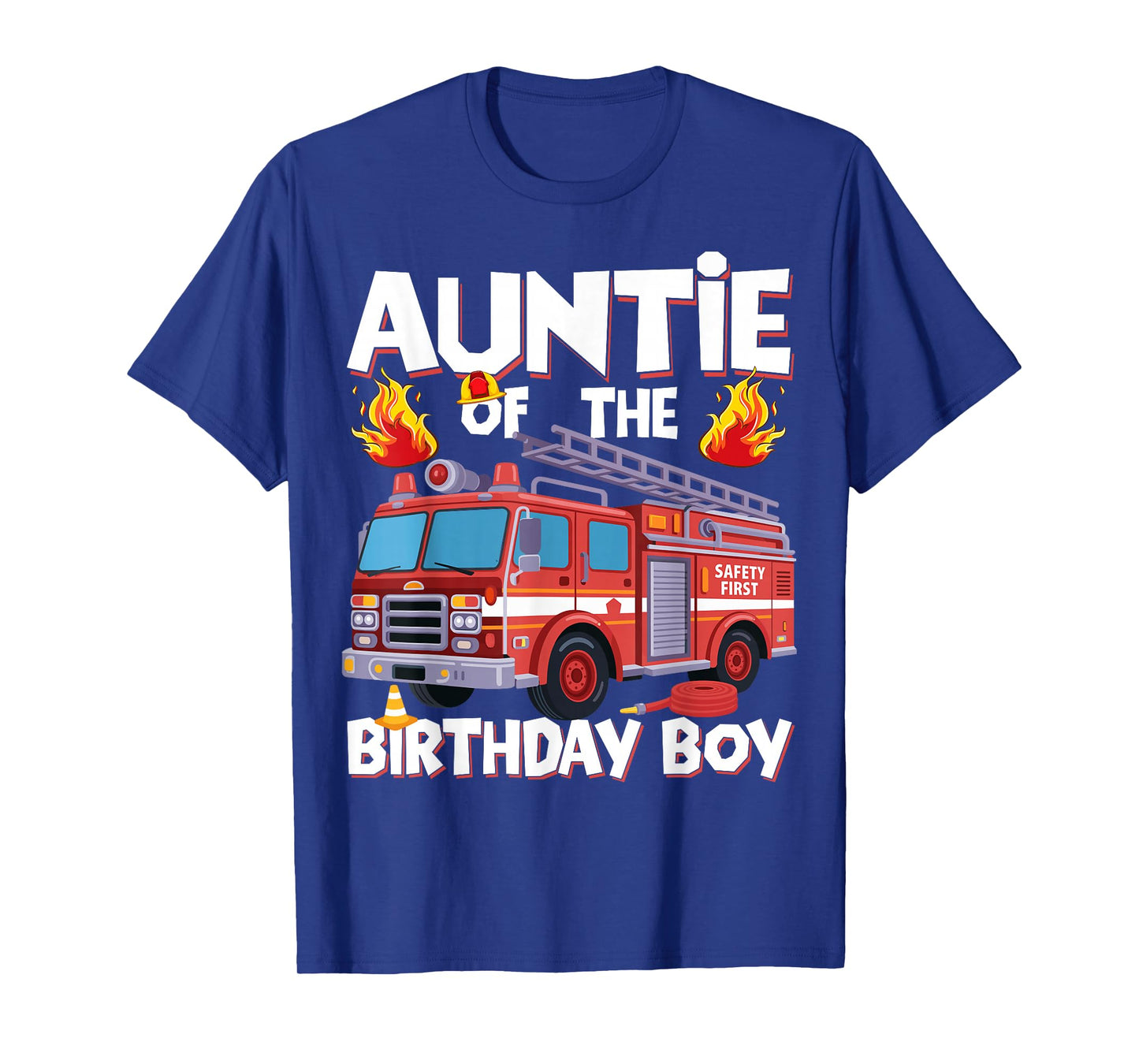 Auntie of The Birthday Boy Fire Truck Firefighter Aunt Bday T-Shirt