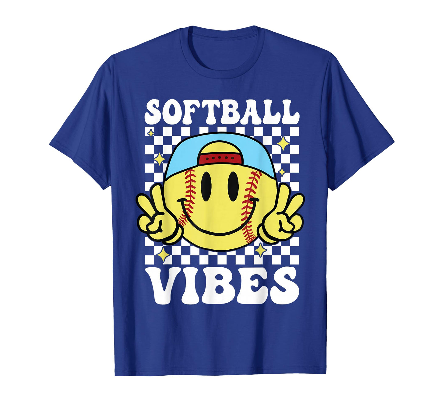 Softball Vibes Softball Retro Groovy Game Day Girls Women T-Shirt