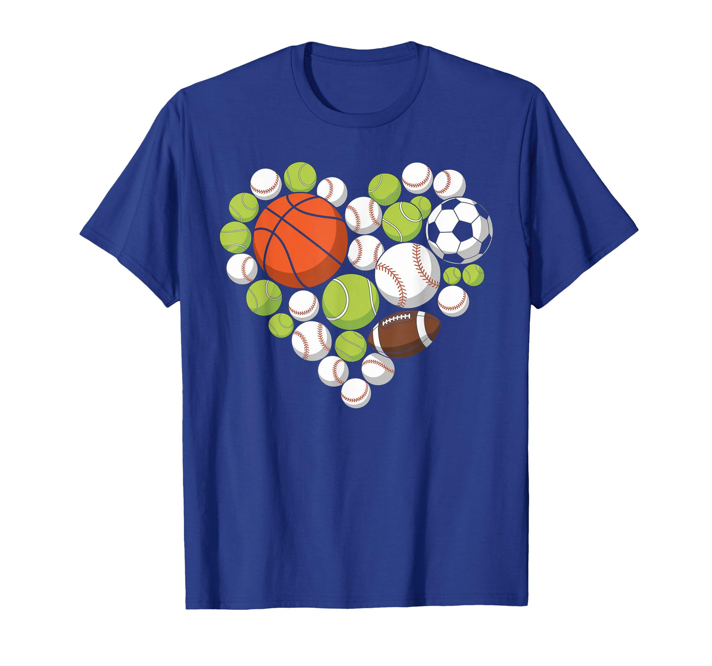 I Love Sports Basketball Football Sports Fan Heart Design T-Shirt