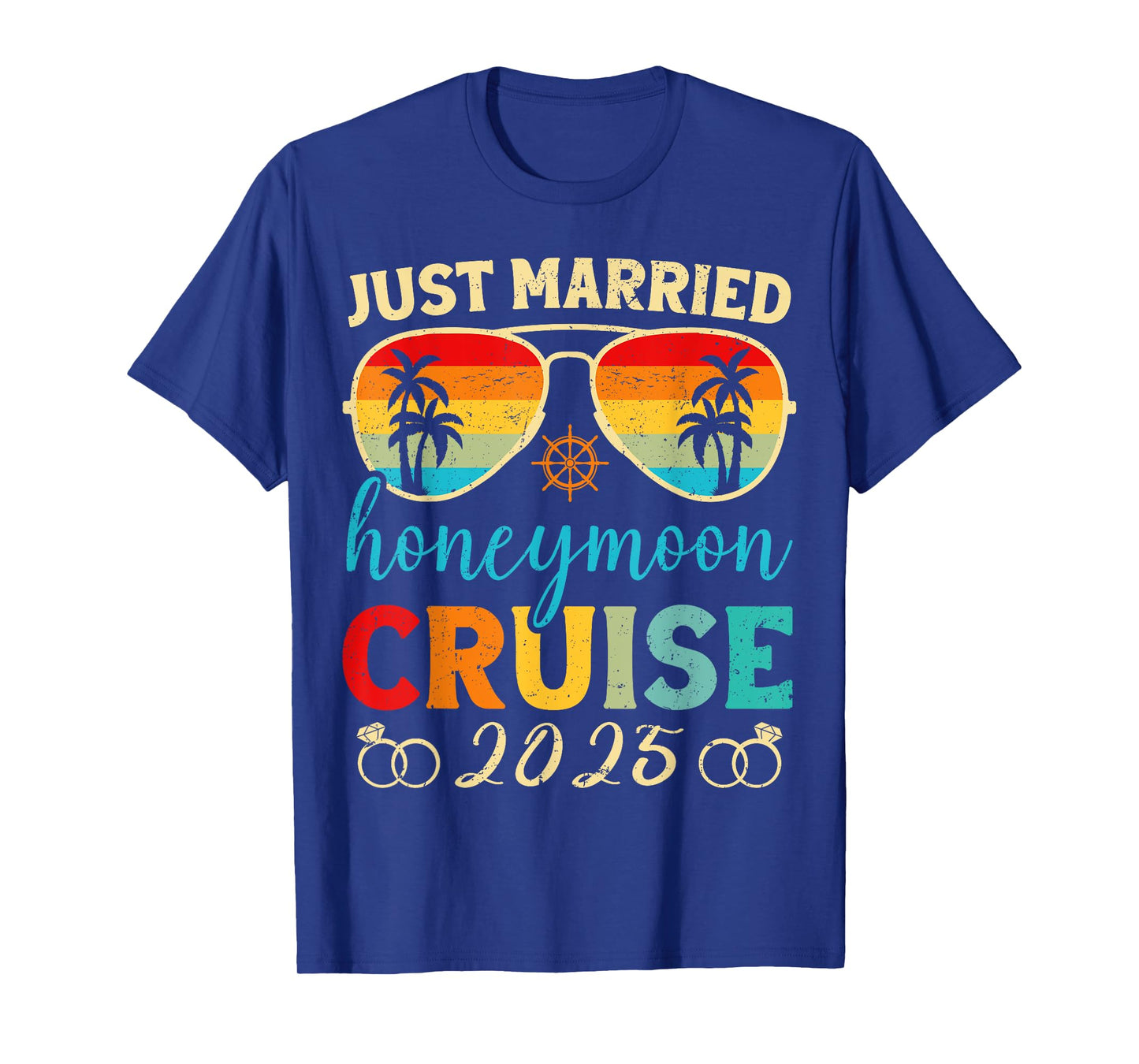 Funny Just Married Honeymoon Cruise 2025 For Couples Wedding T-Shirt