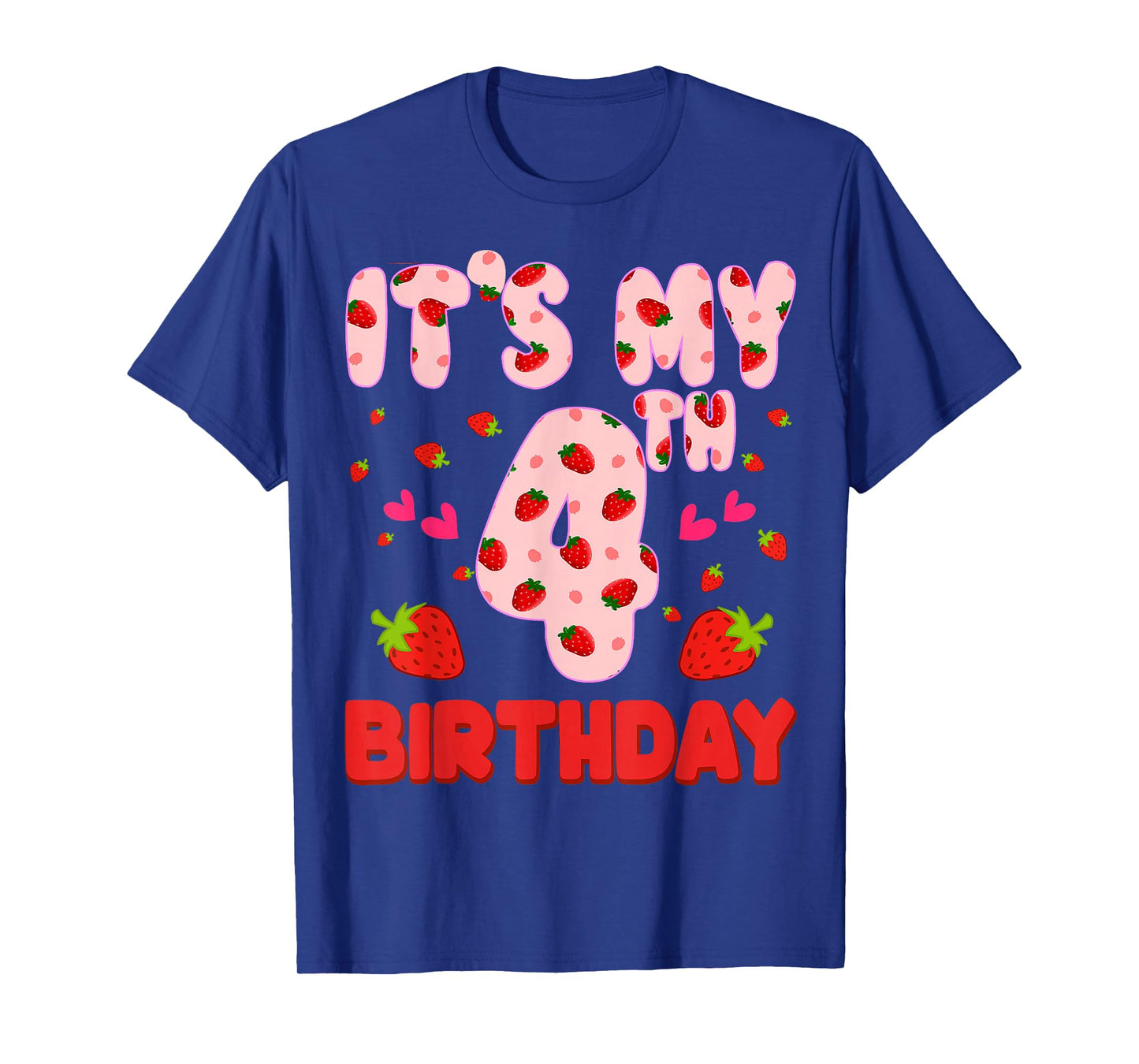 Kids 4 year old Strawberry Birthday Girl Sweet Fruit 4th T-Shirt
