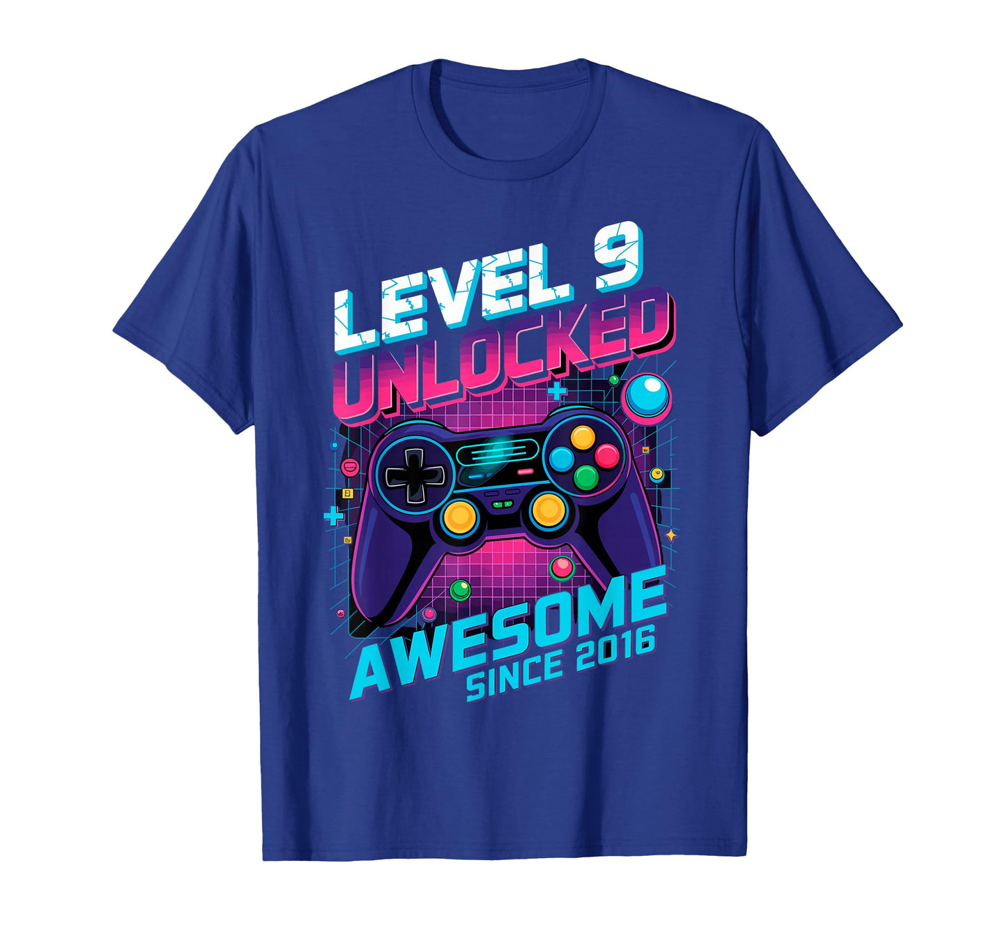 Awesome Since 2016 9th Birthday Level 9 Unlocked Gamer T-Shirt
