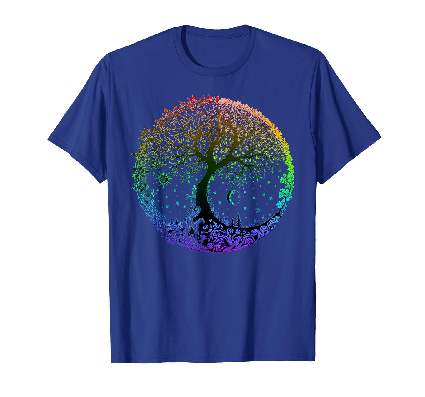 Tree of Life Sun Moon Seasons Mandala Chakras Yoga Graphic T-Shirt