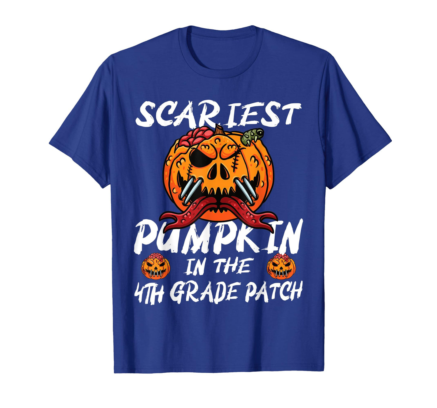 Kids Scariest Pumpkin 4th Grade Patch School Halloween Boy T-Shirt