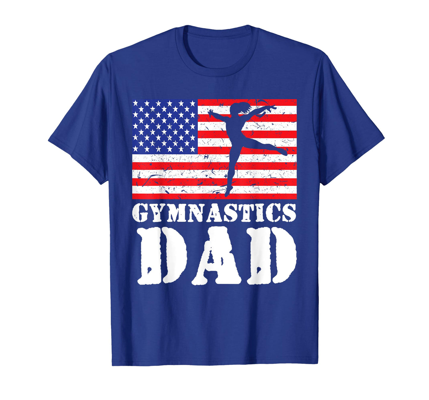 USA American Distressed Flag Gymnastics Dad Men Gift For Him T-Shirt