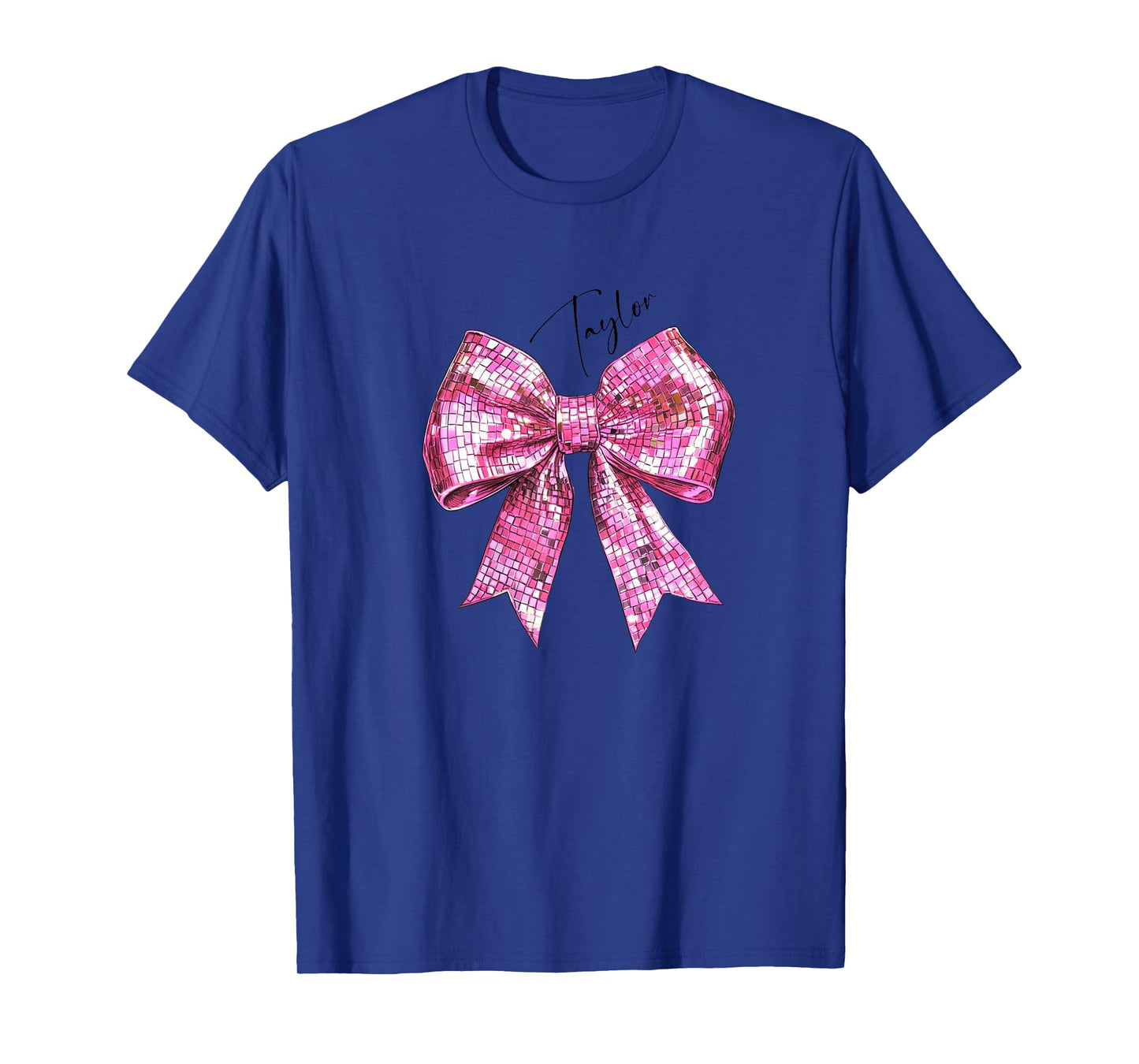 Taylor Lover First Name Teen Girls Women Pink Disco Ball Bow T-Shirt