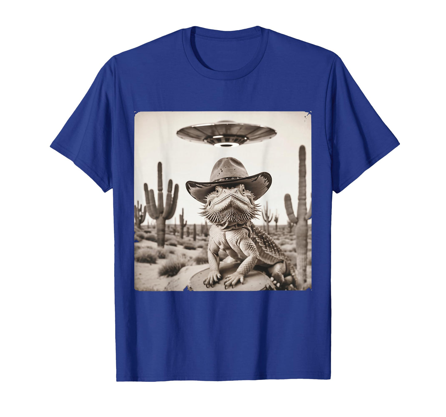 Cowboy Bearded Dragon Selfie Alien UFO Funny Lizard Men Kids T-Shirt